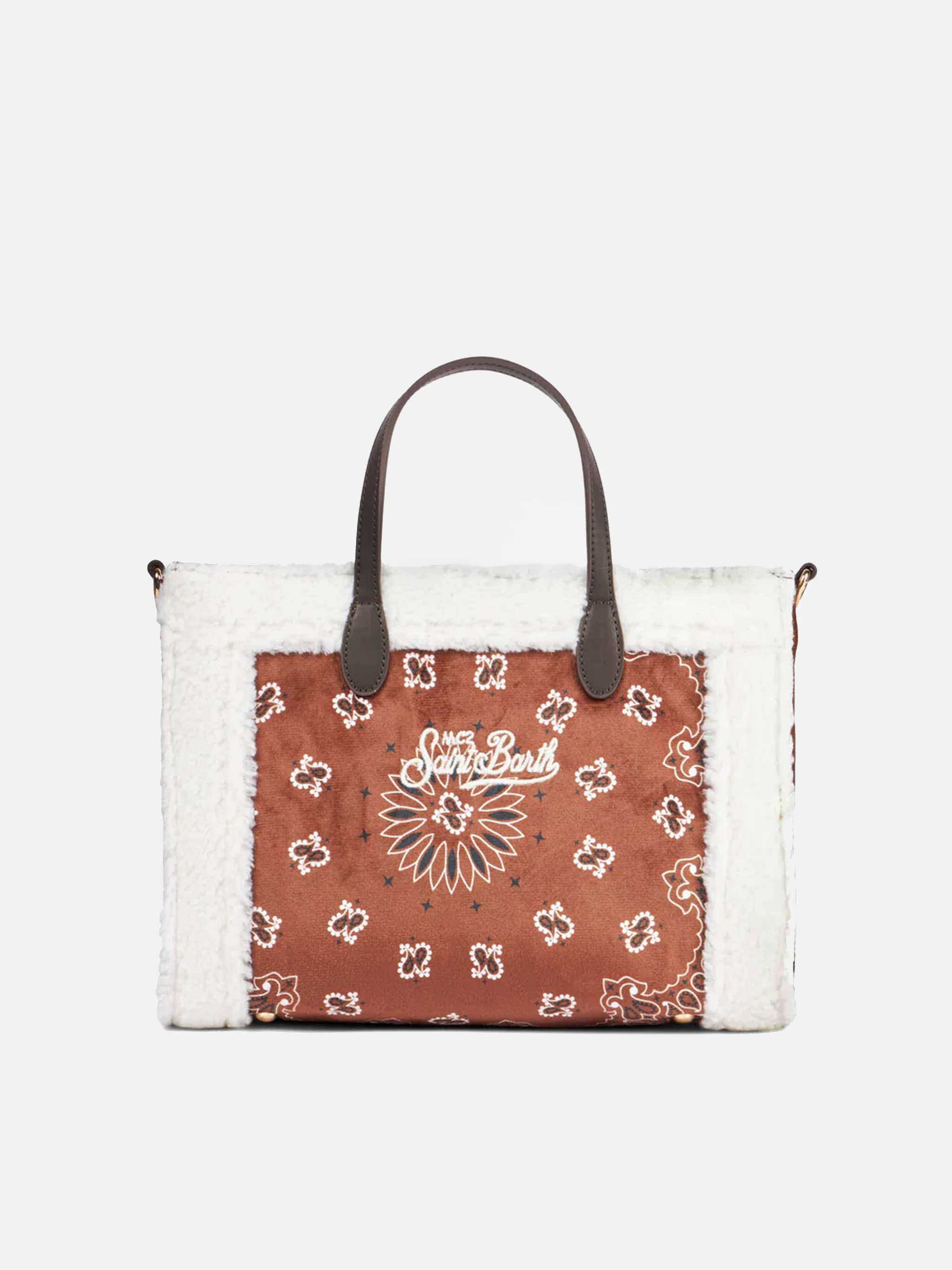 Vivian Handbag With Bandanna Print And Sherpa Details Brown Bag