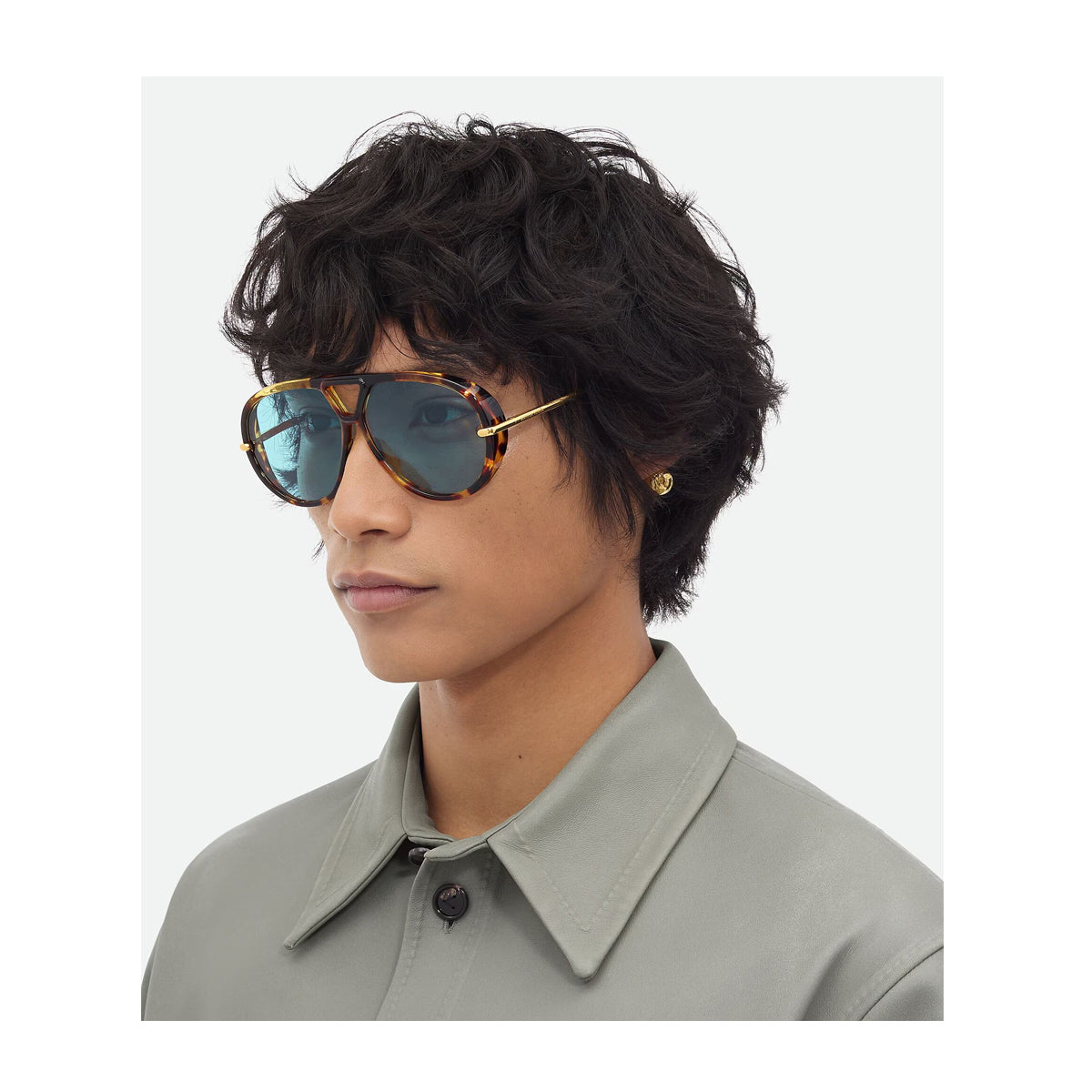 Bottega Veneta BV1273S Linea Unapologetic 007 Havana Gold Green Marrone Acetate/metal Occhiali Da Sole