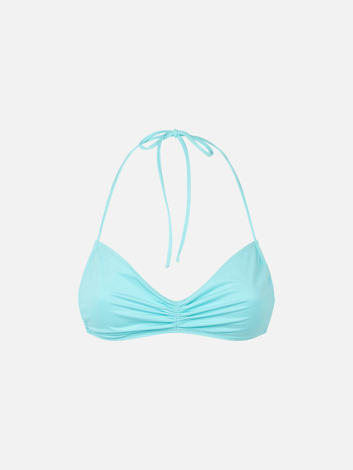 Levante Water Green Solid Bandeau Bikini Top