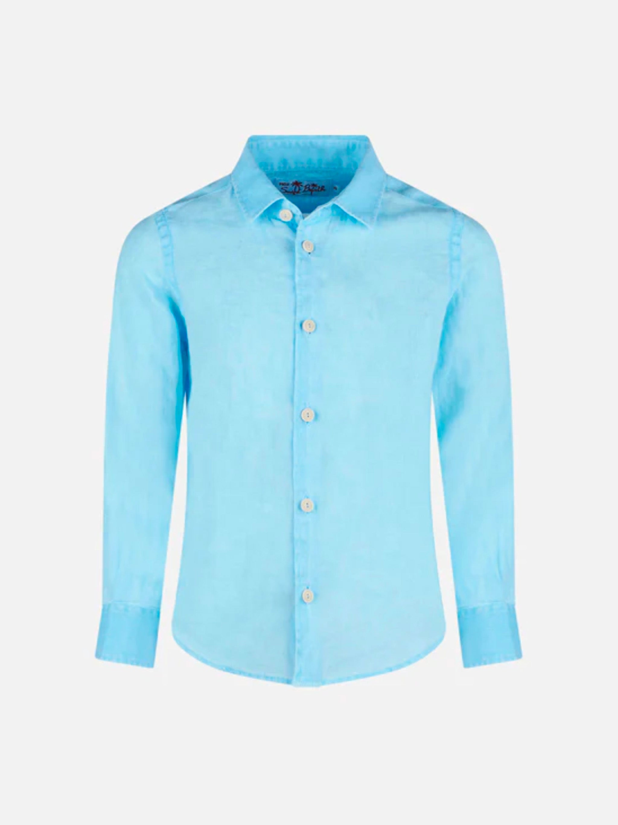 Water Light Blue Kid Linen Shirt Agnes Sky