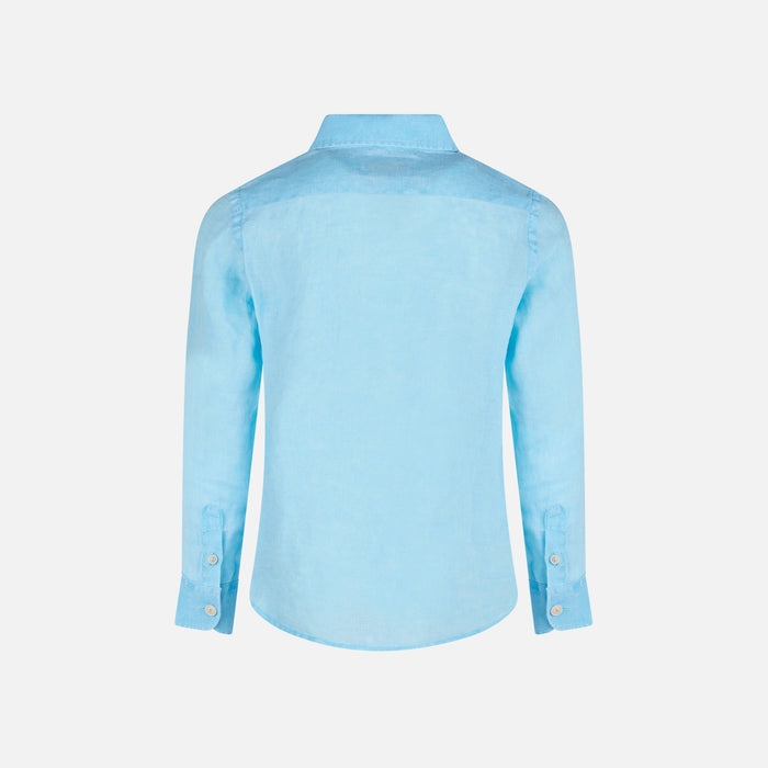 Water Light Blue Kid Linen Shirt Agnes Sky