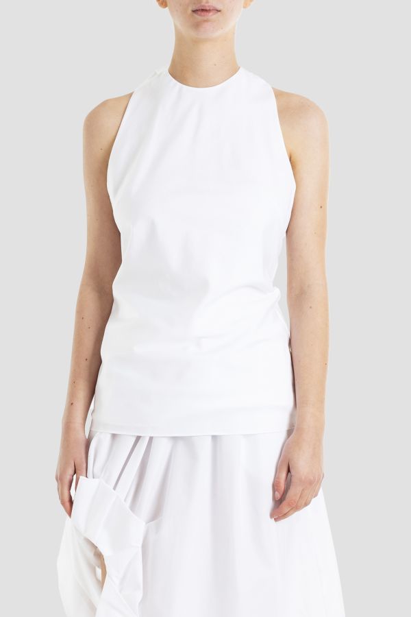 Simone Rocha Cotton poplin tank top in white