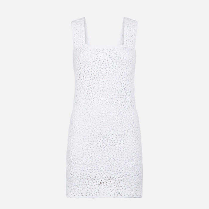 White Jaisal Crochet Cotton Dress