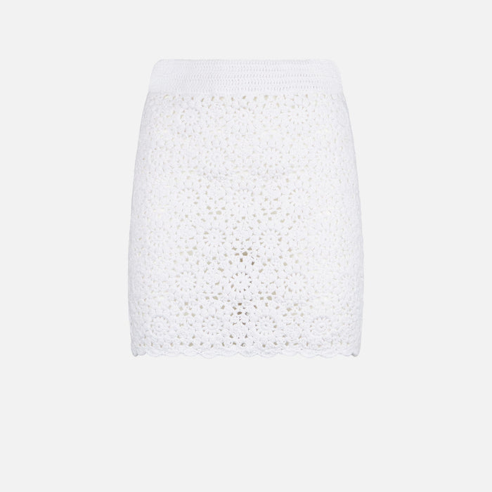 White Crochet Mini Skirt