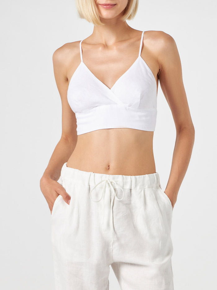 White Linen Bralette Top Top_apparel