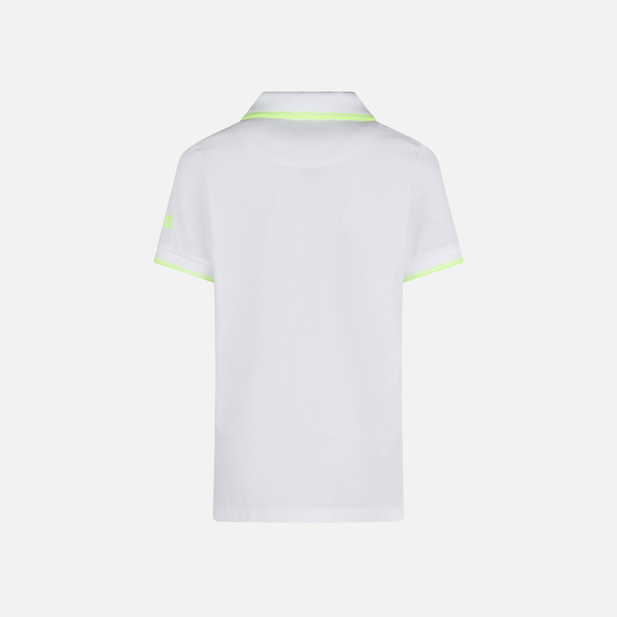 Boy White Piquet Polo With Yellow Fluo St. Barth Logo Shirt