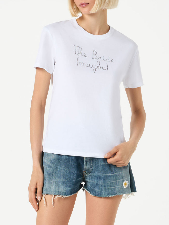 Emilie White T-Shirt With Bride Maybe Rhinestone Embroidery