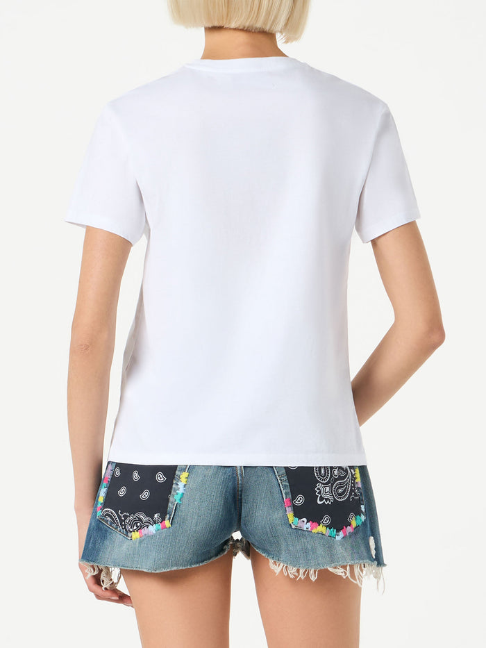Emilie White T-Shirt With Bride Maybe Rhinestone Embroidery