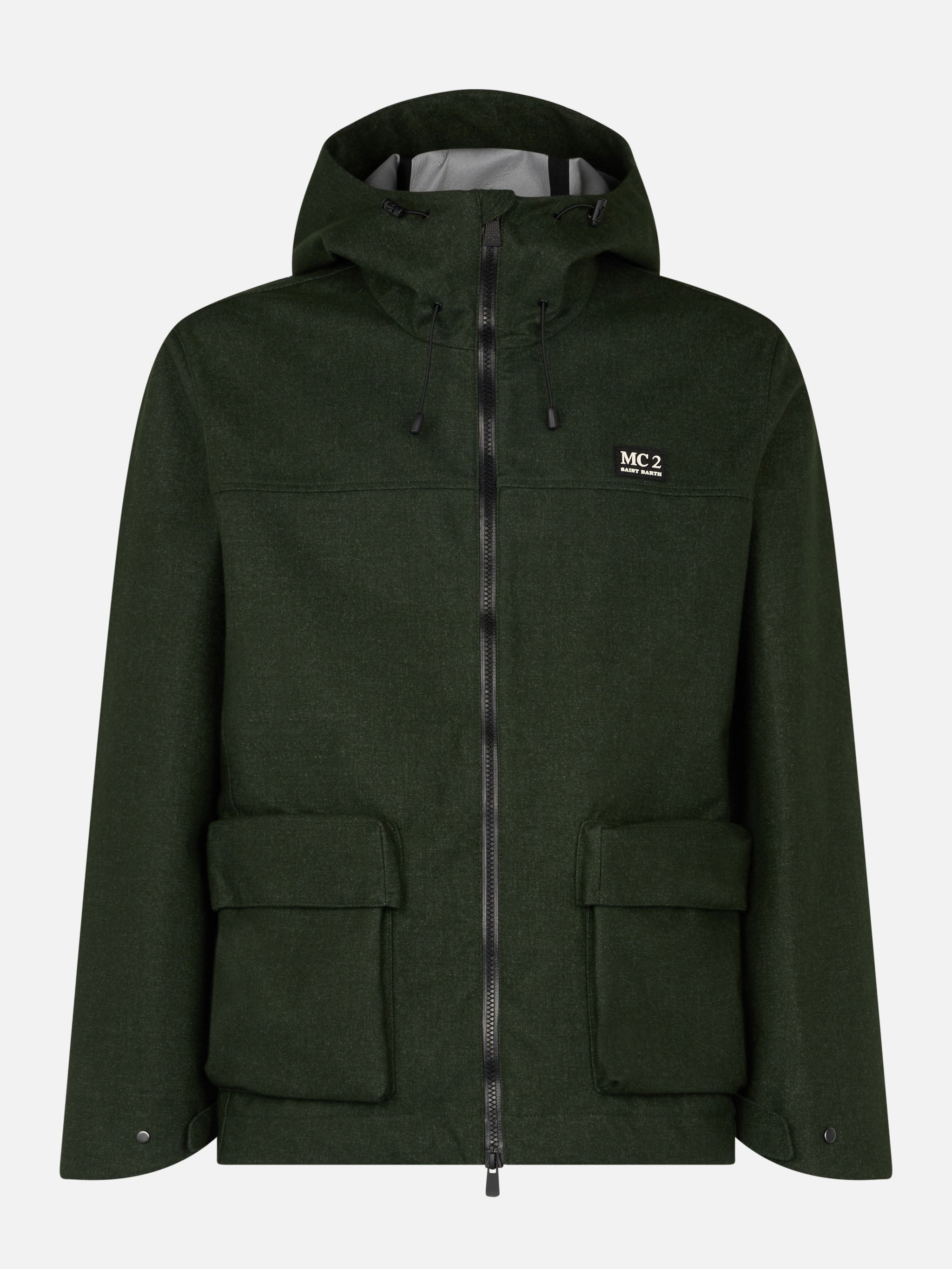 Kauris Pocket Military Green Hooded Windbreaker Jacket