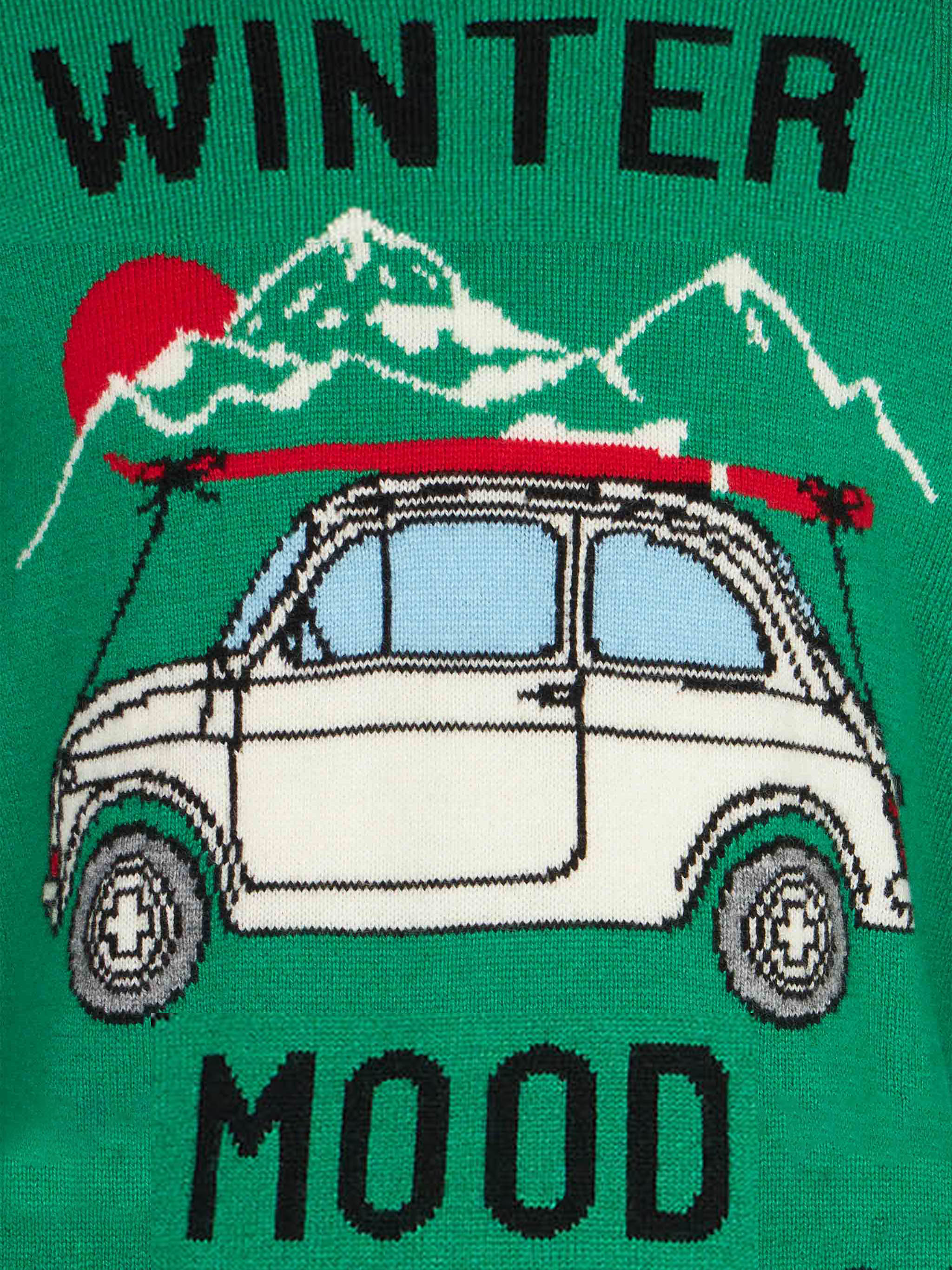 Boy Cashmere Blend Sweater With Car Print | Fiat 500 Special Edition Green