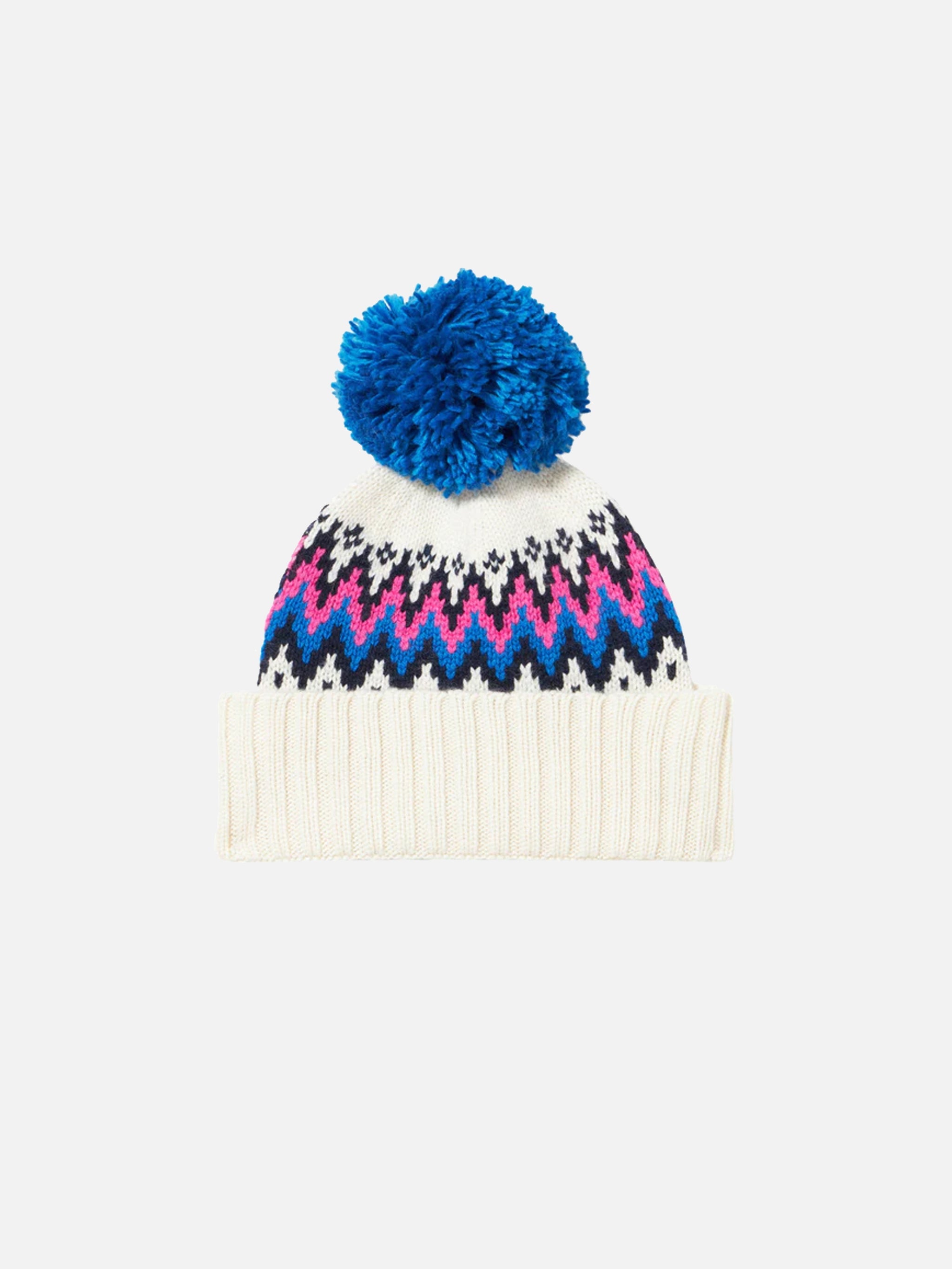 Wengen Nordic White Jacquard Knit Beanie Hat