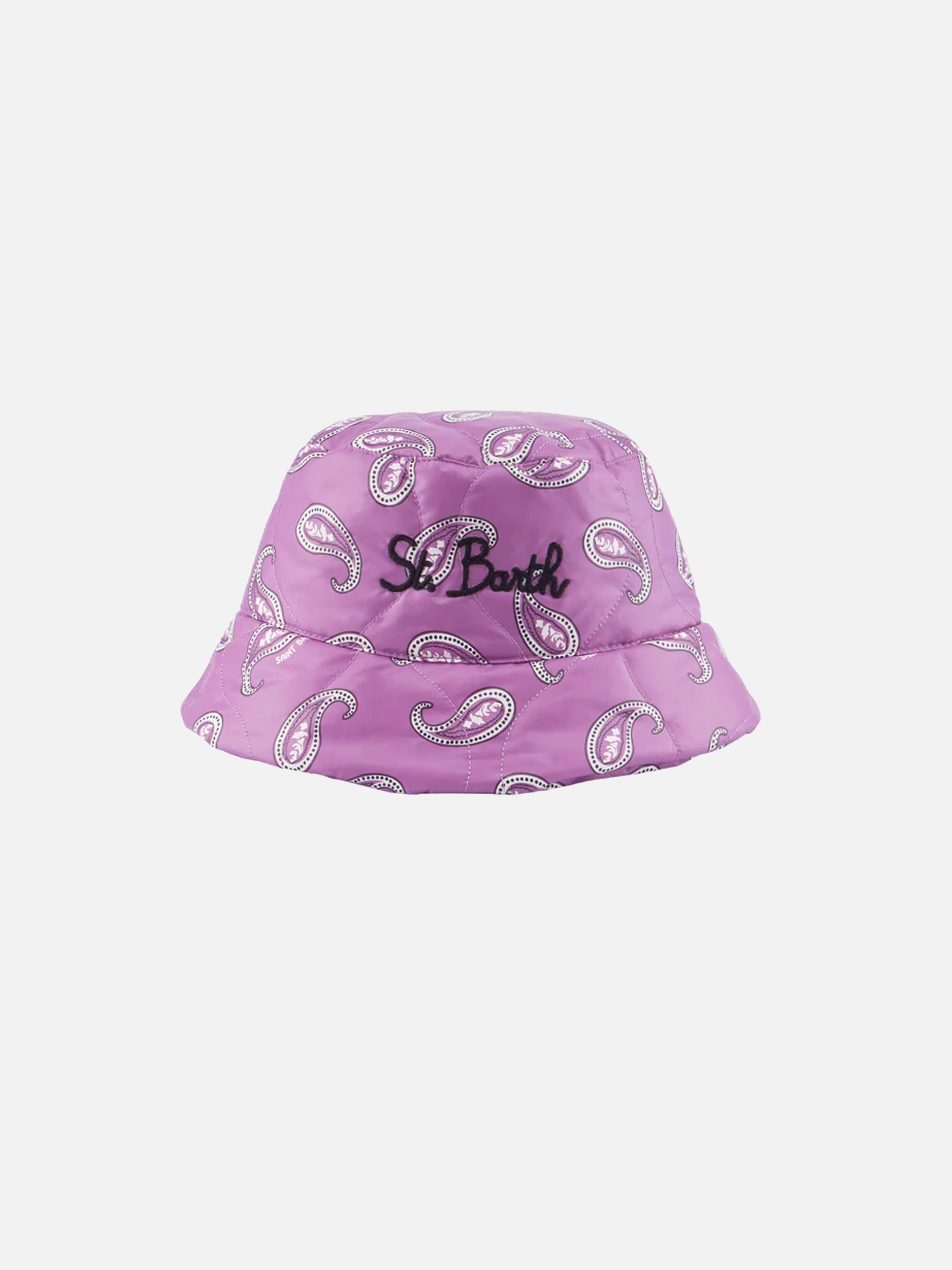 Purple And White Jude Bucket Hat With Paisley Print