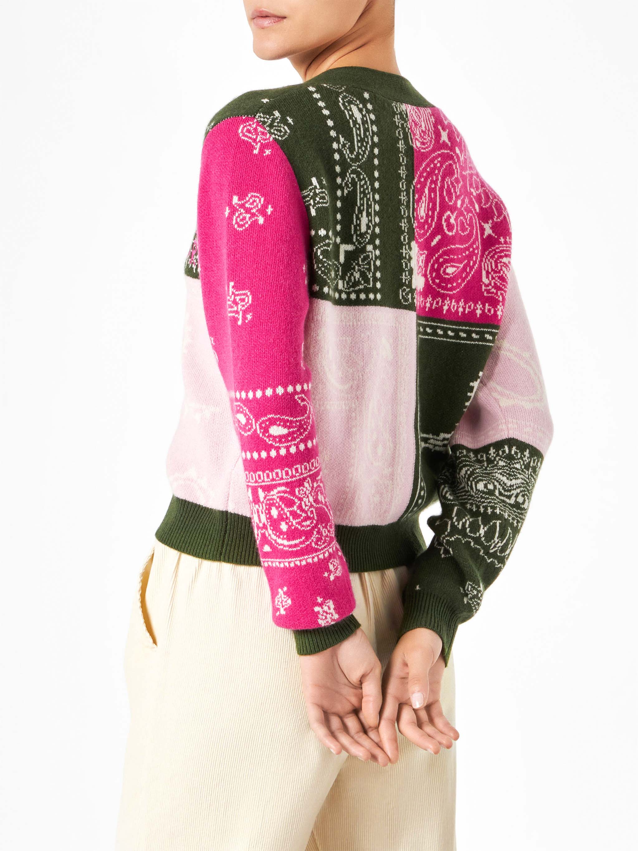 Didy Cropped Bandana Multicolor Cardigan Green