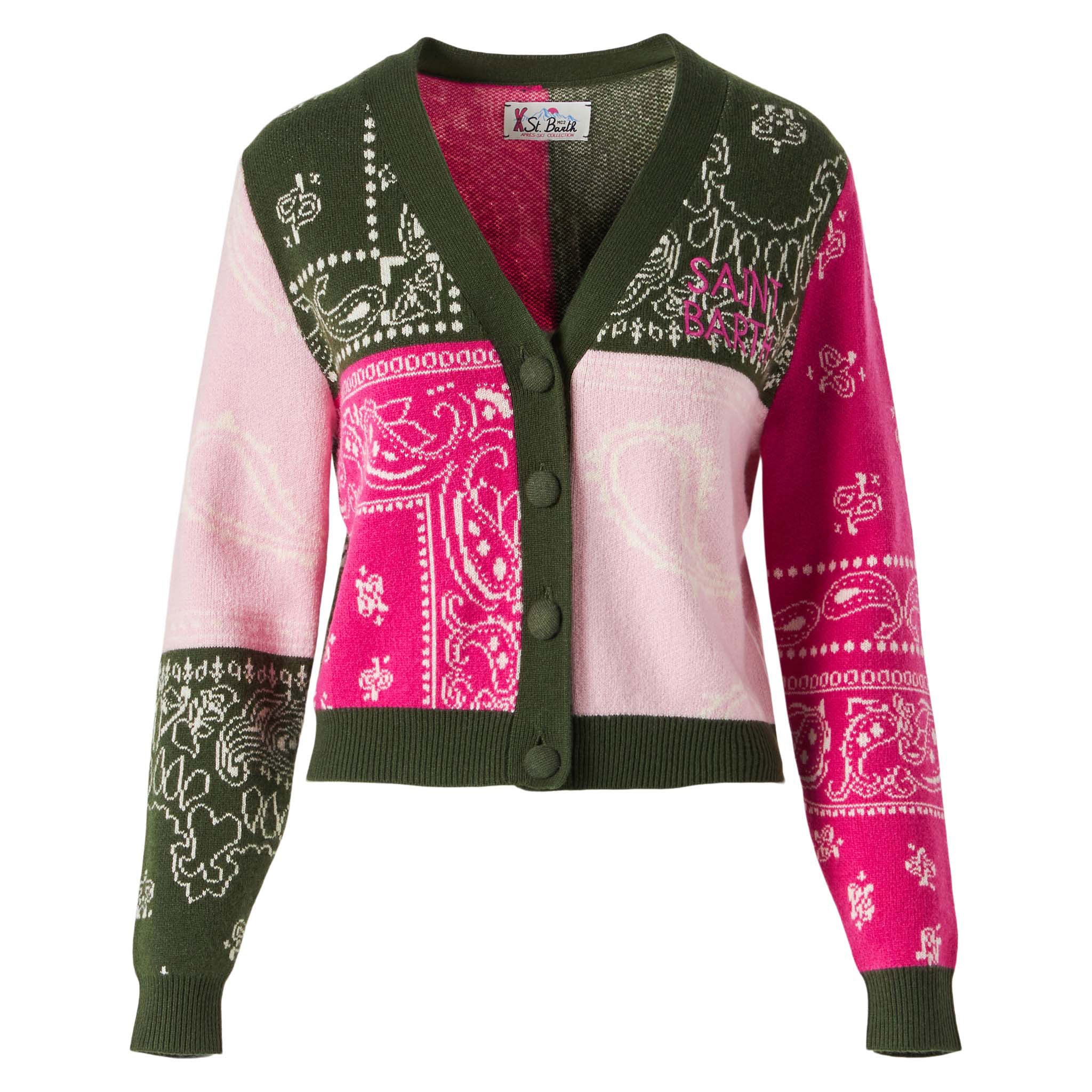 Didy Cropped Bandana Multicolor Cardigan Green