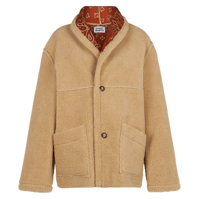 Dorys Reversible Shearling Jacket With Bandana Print Brown Coat