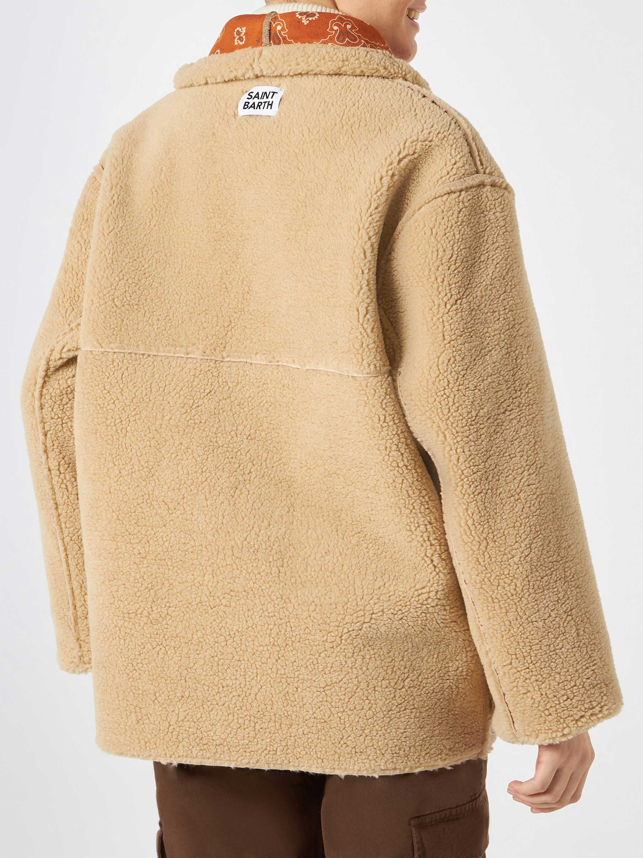 Dorys Reversible Shearling Jacket With Bandana Print Brown Coat