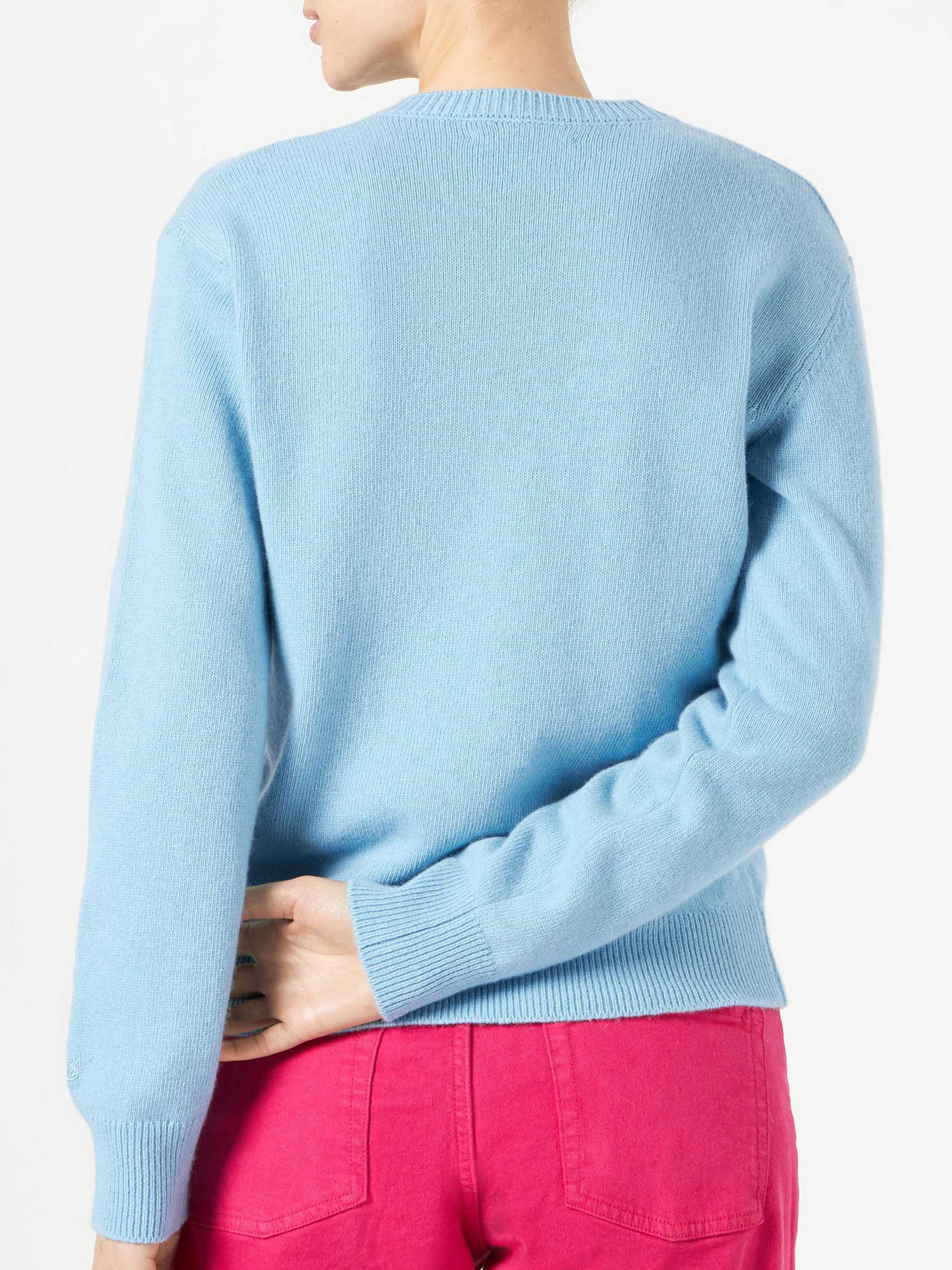 New Queen Light Blue Sweater With Compulsive Shopper Jacquard Sky