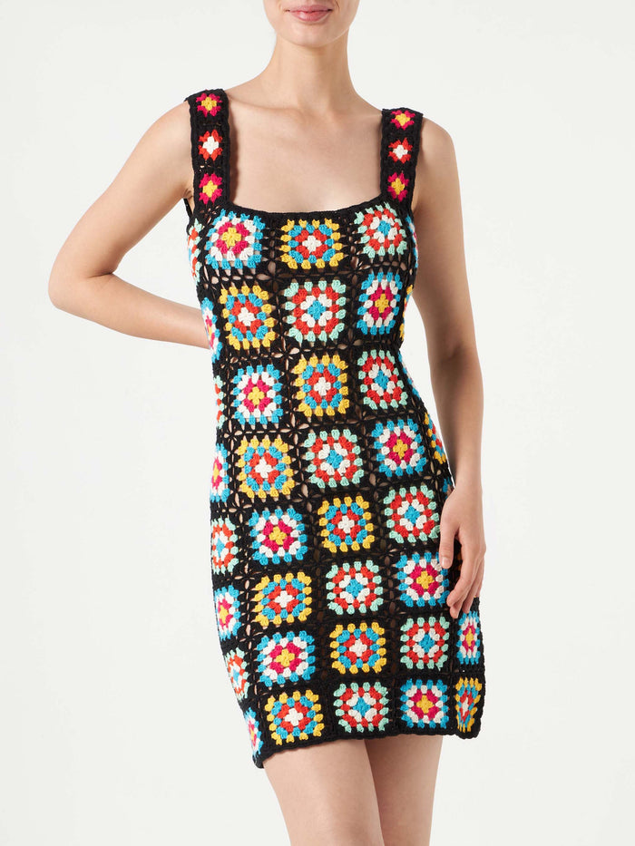 Jaisal Crochet Cotton Dress Black