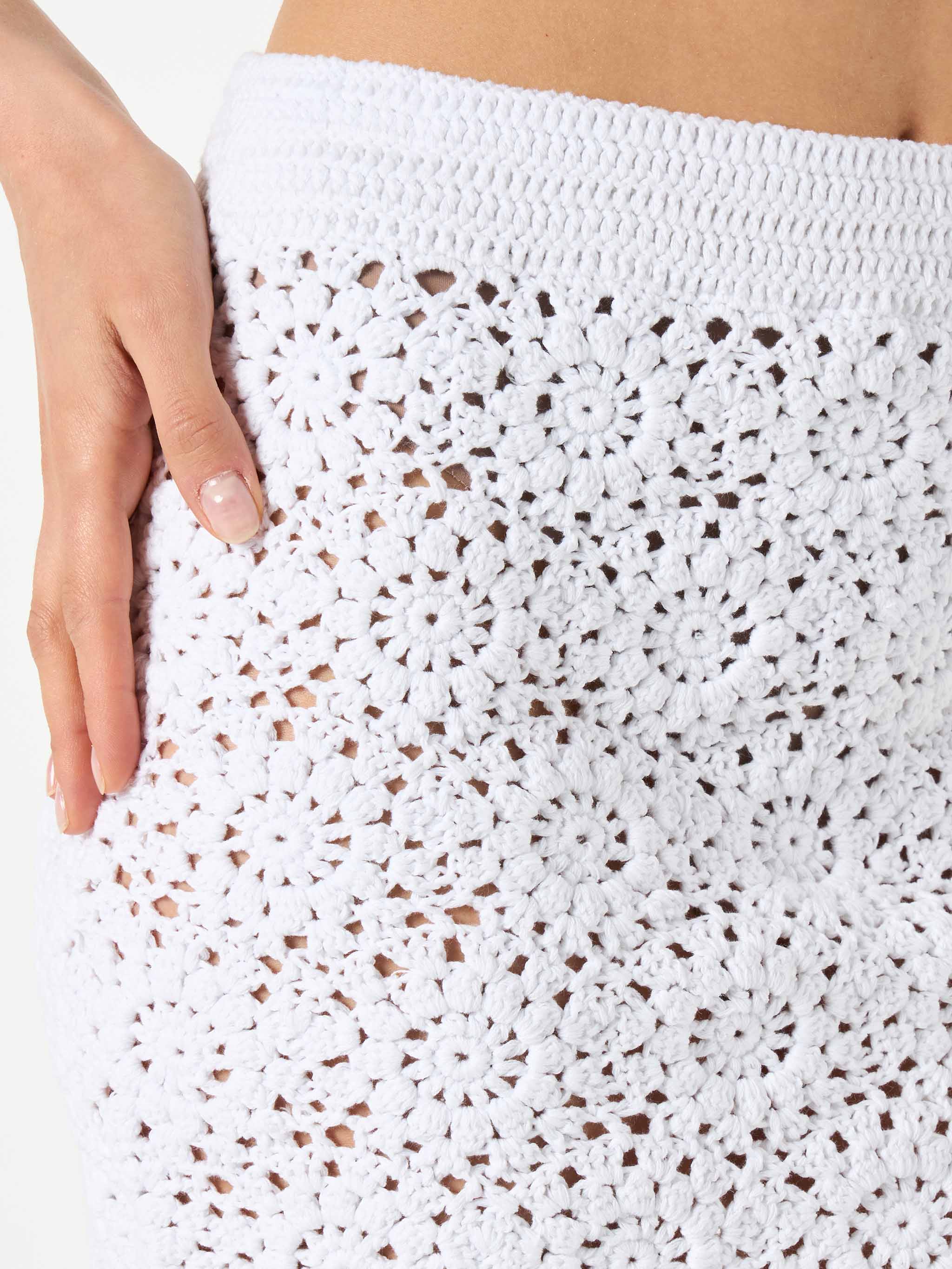 White Crochet Mini Skirt __single__