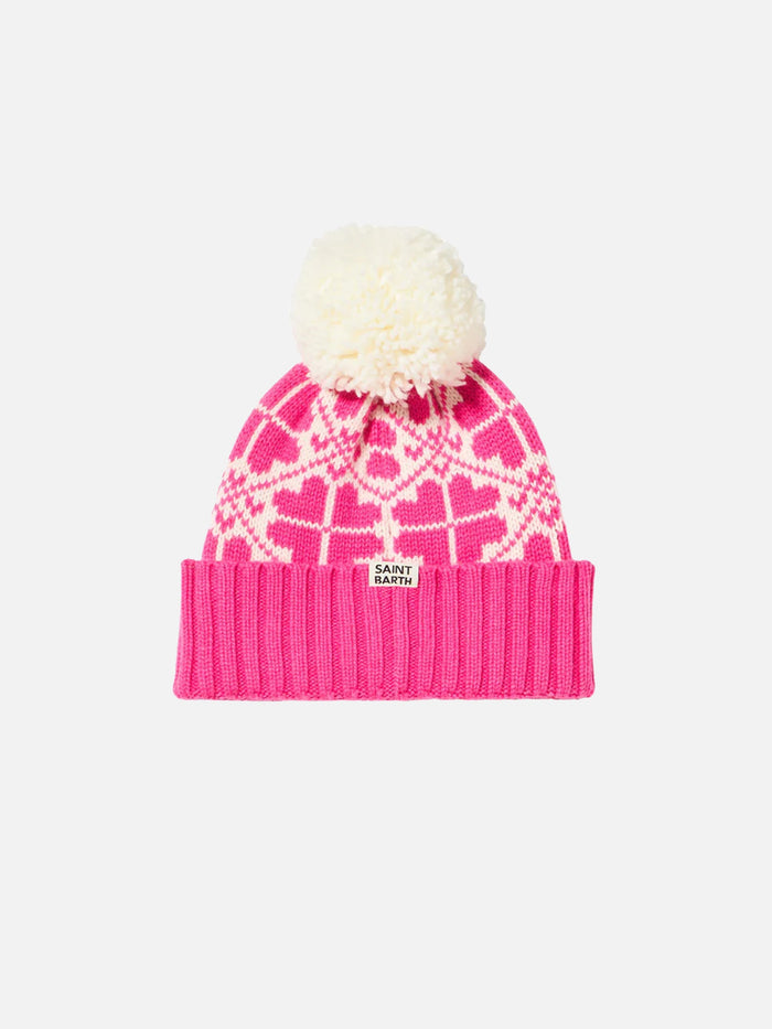 Fluo Pink Holden Beanie With Pattern Hat