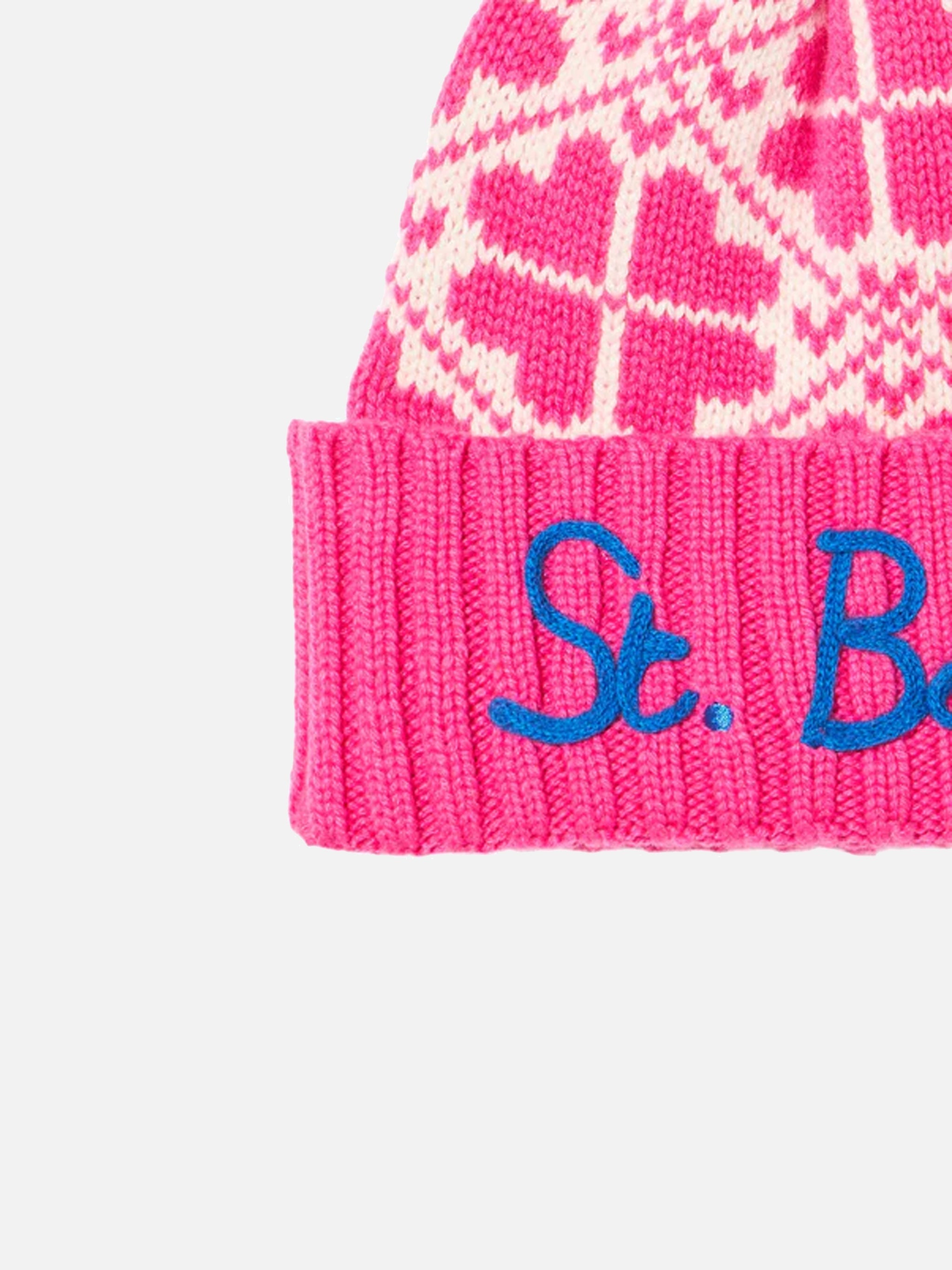 Fluo Pink Holden Beanie With Pattern Hat