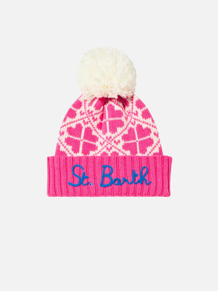 Fluo Pink Holden Beanie With Pattern Hat