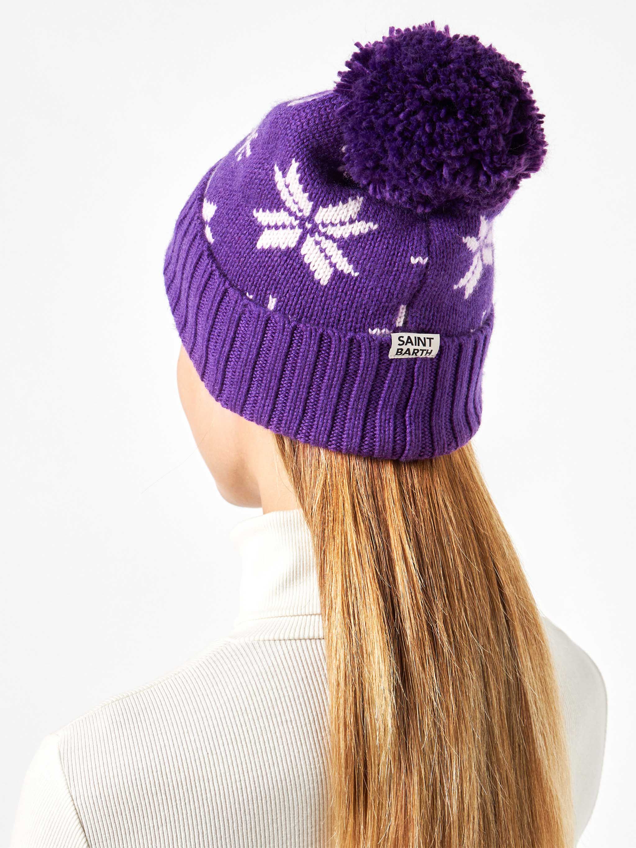 Holden Purple Knit Beanie With Norwegian Pattern Hat