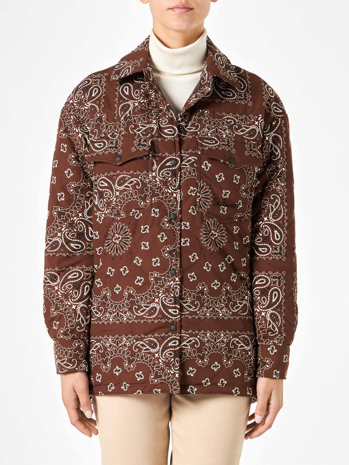 Brown Kimmy Quilted Jacket With Bandana Print
