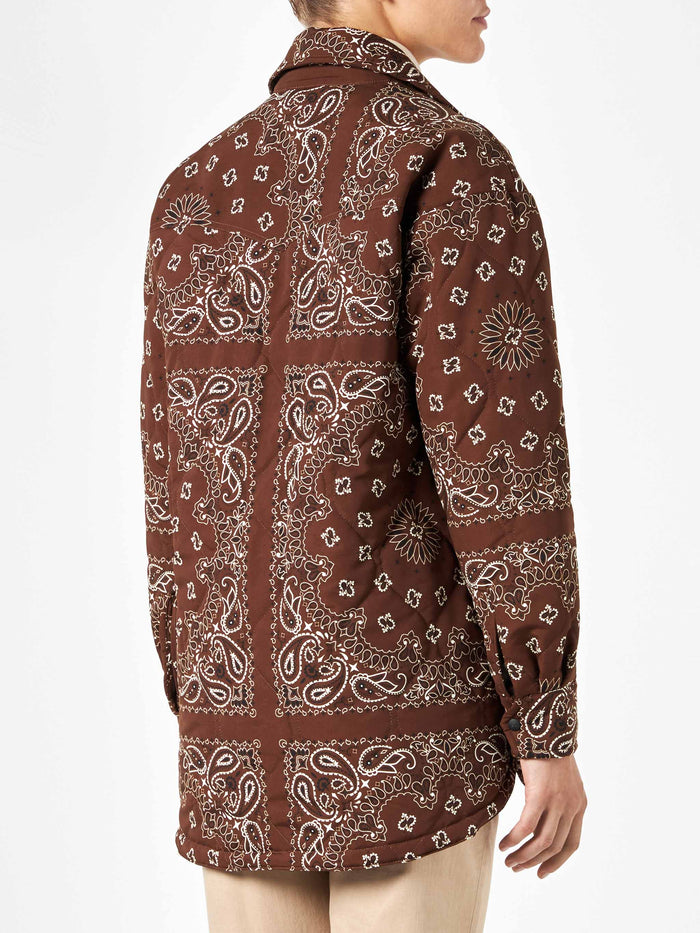 Brown Kimmy Quilted Jacket With Bandana Print