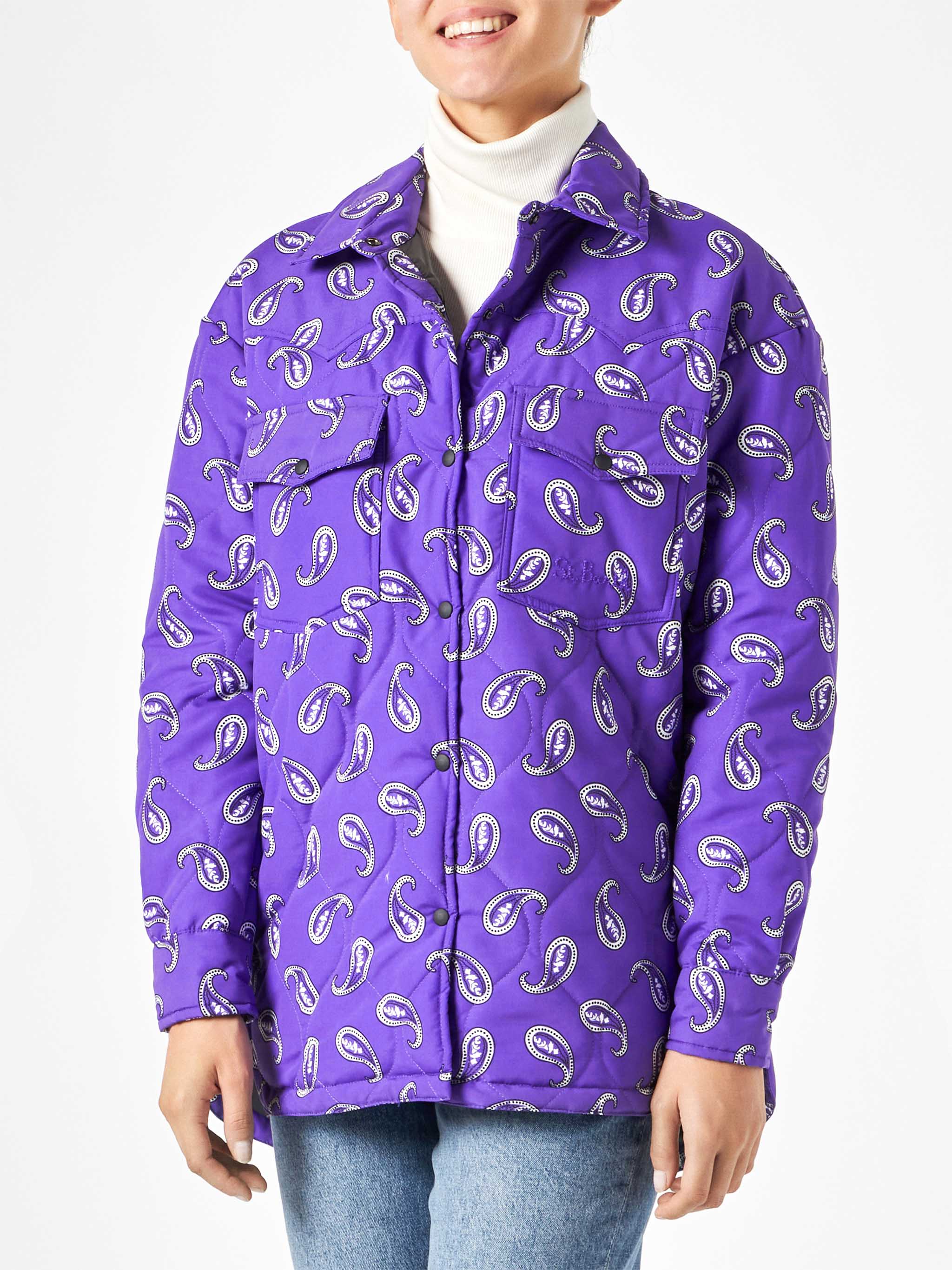 Purple Kimmy Quilted Jacket With Paisley Print Pink