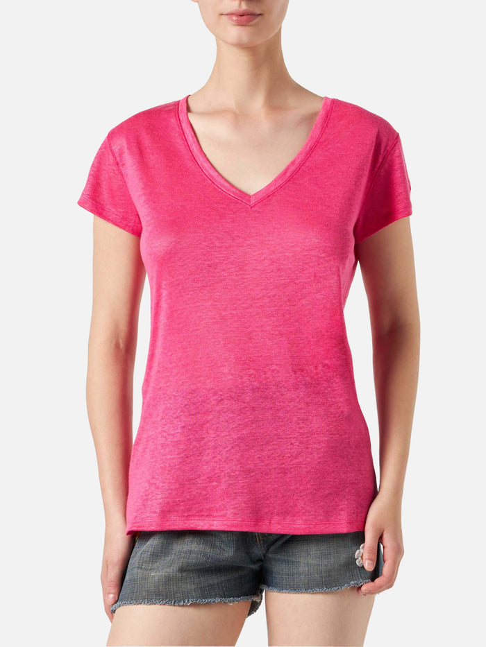 Fuchsia Eloise Linen T-Shirt Pink