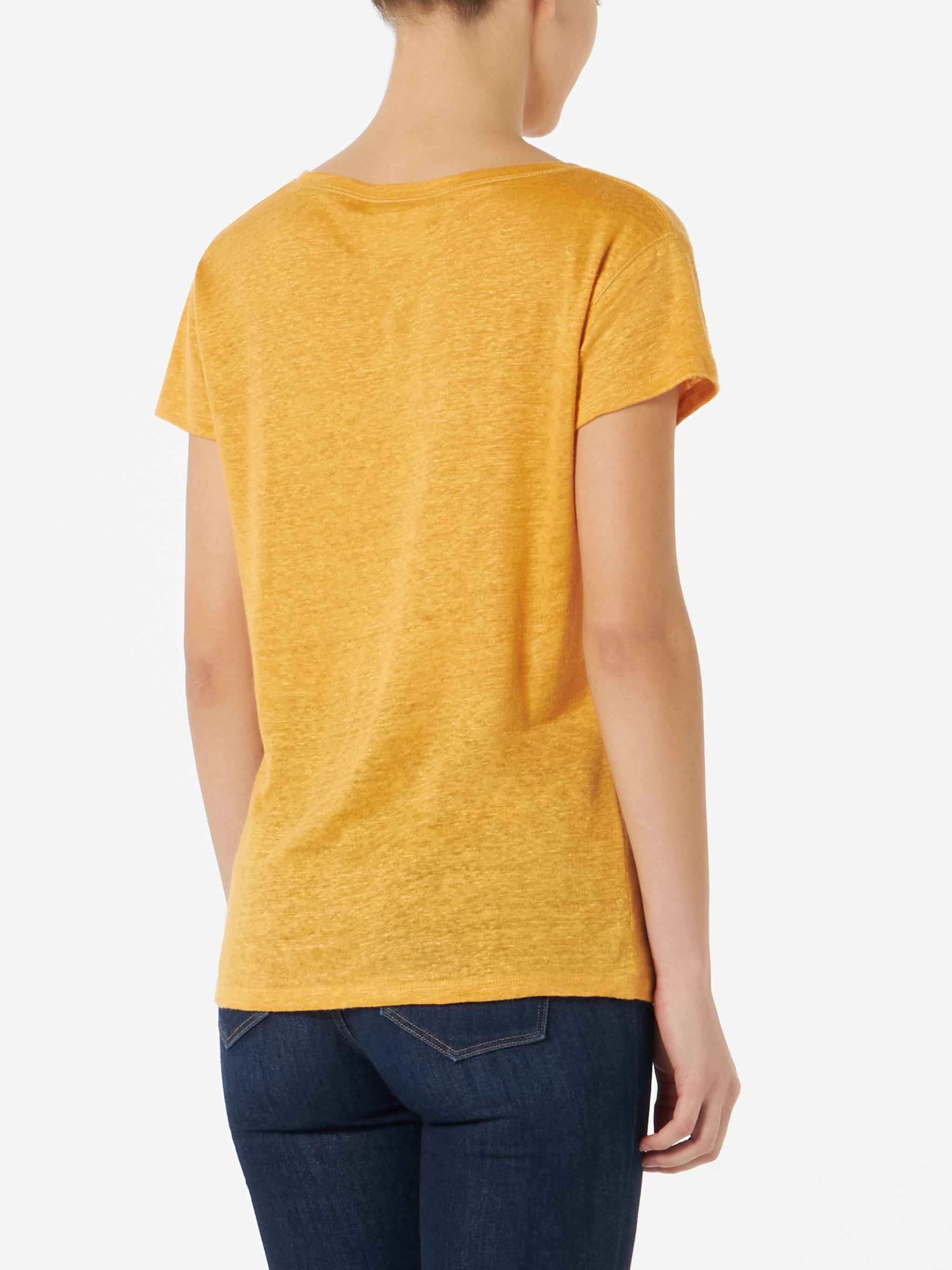 Ochre Eloise Linen T-Shirt Yellow