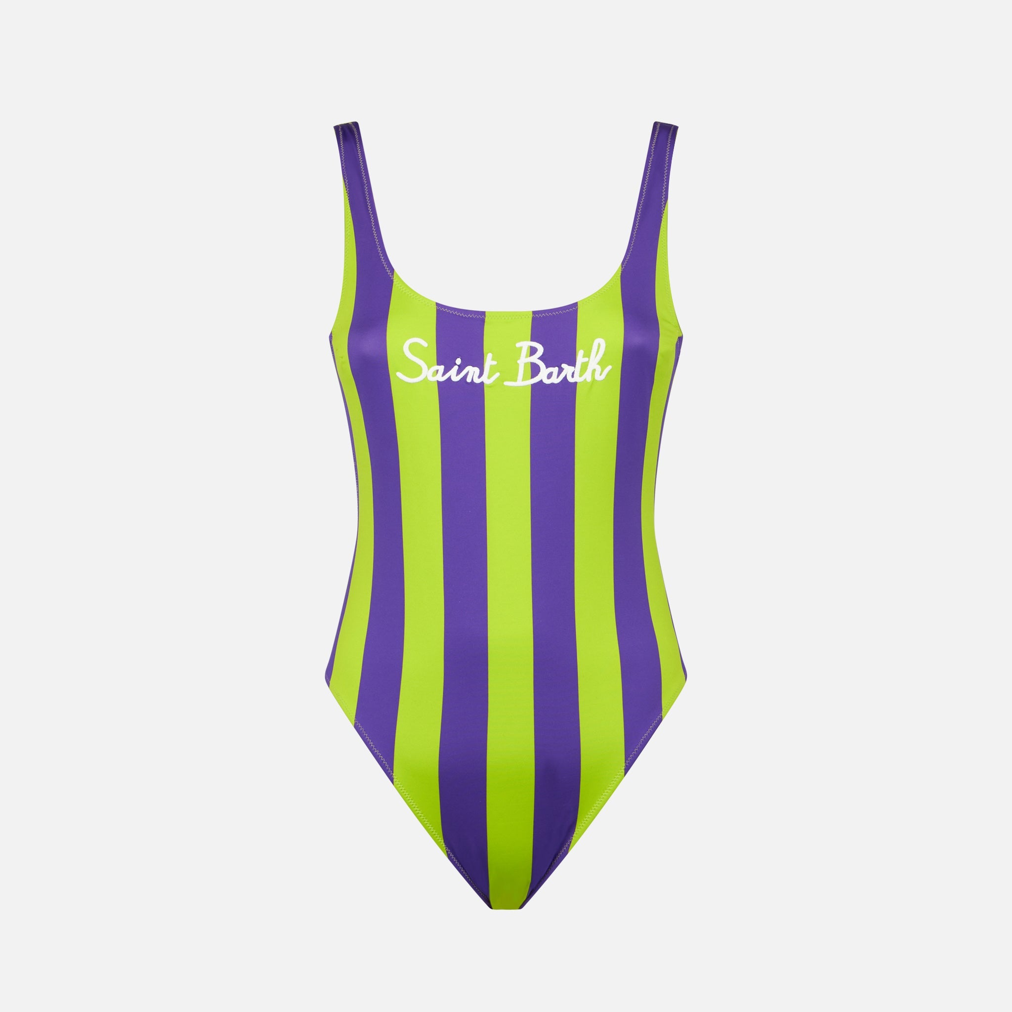 Lora Lime And Purple Striped One-Piece Swimsuit Green One Piece
