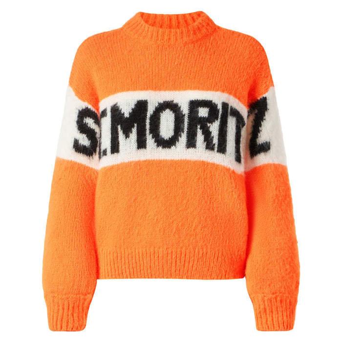 Danya Soft Fluo Orange Sweater With St. Moritz Embroidery