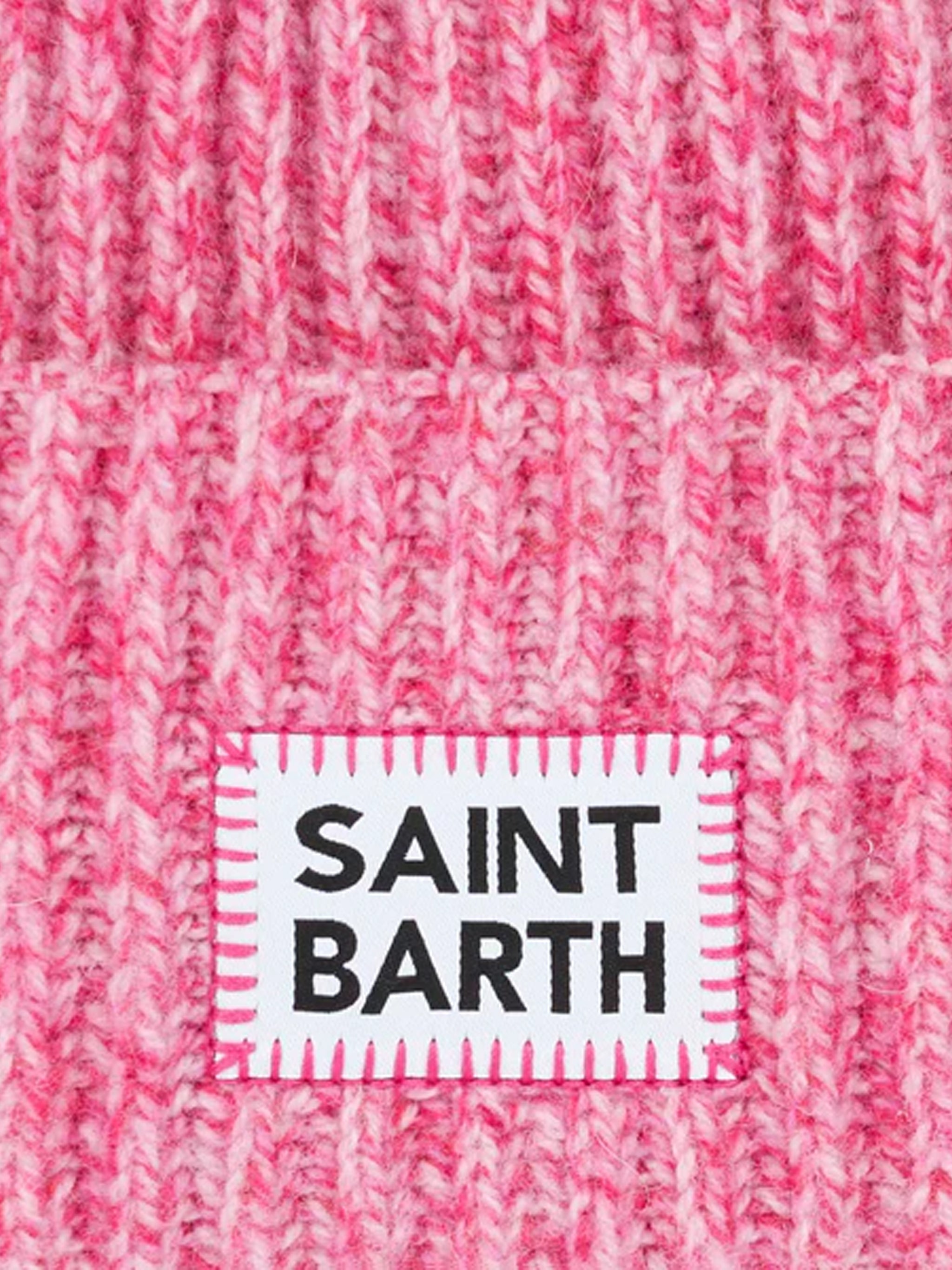 Girl Pink Mouliné Beanie With Saint Barth Embroidery Hat