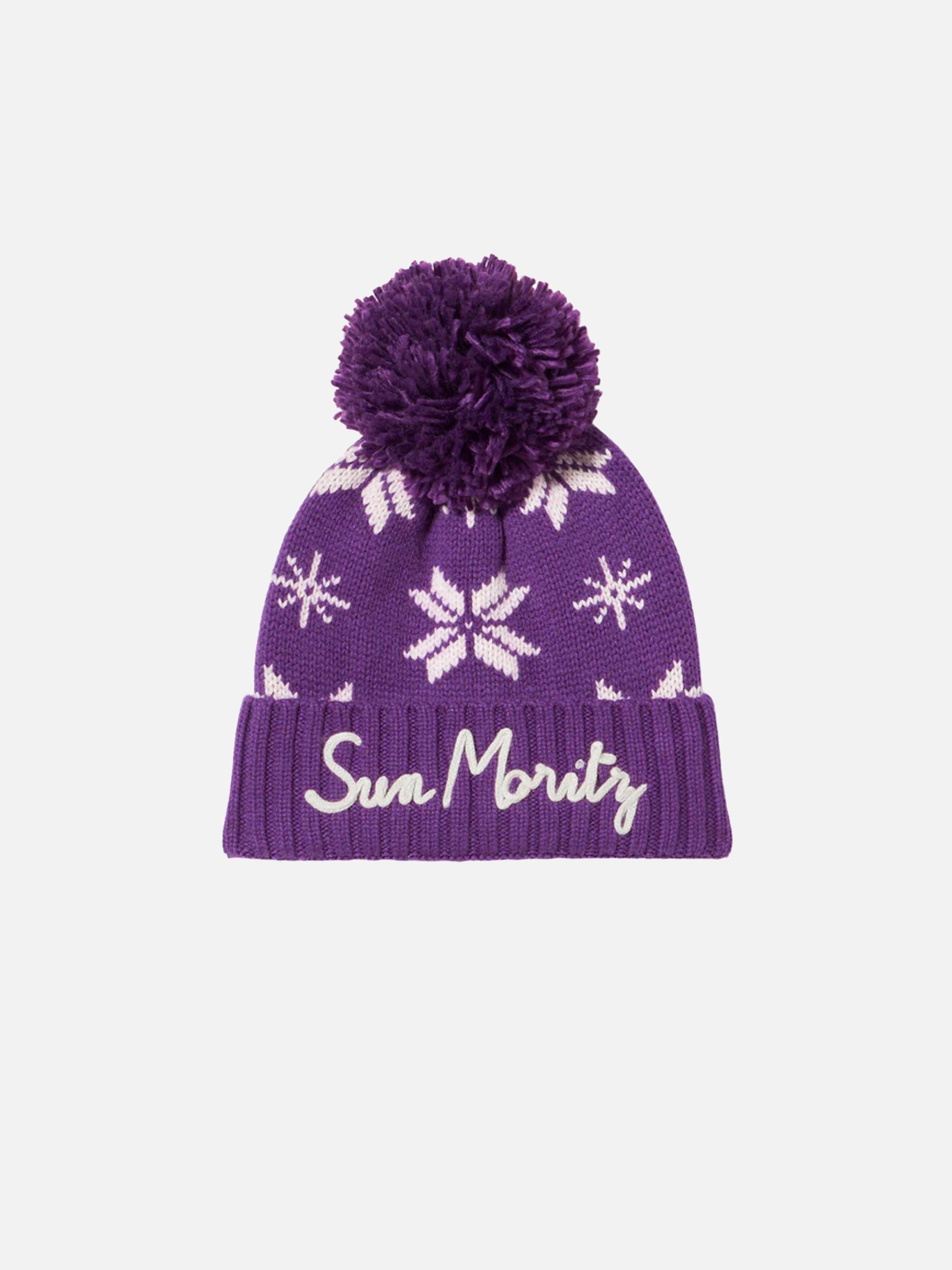 Holden Purple Knit Beanie With Norwegian Pattern Hat