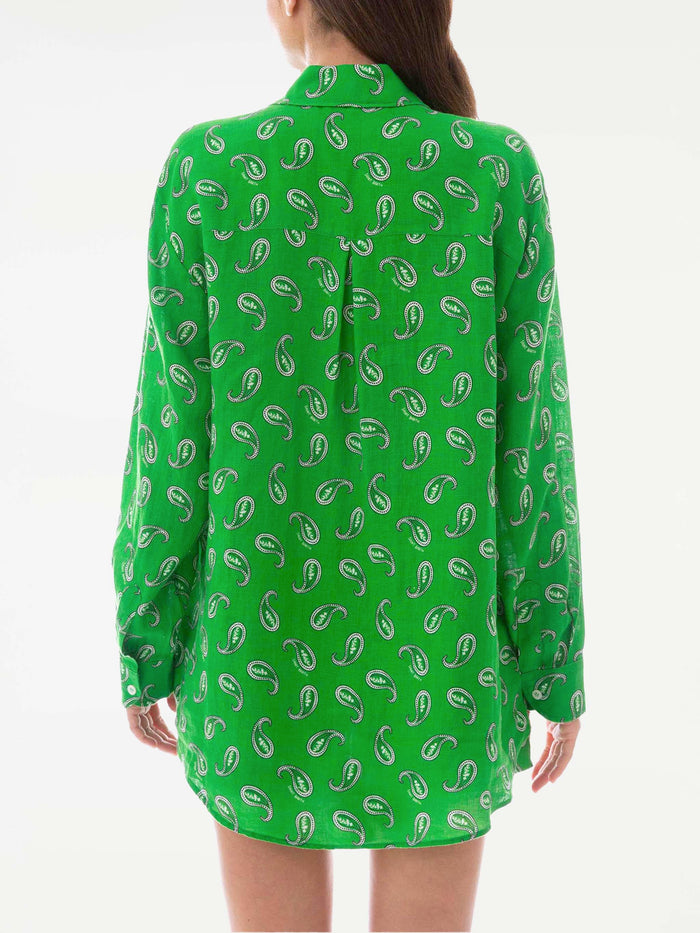 Green Paisley Linen Shirt