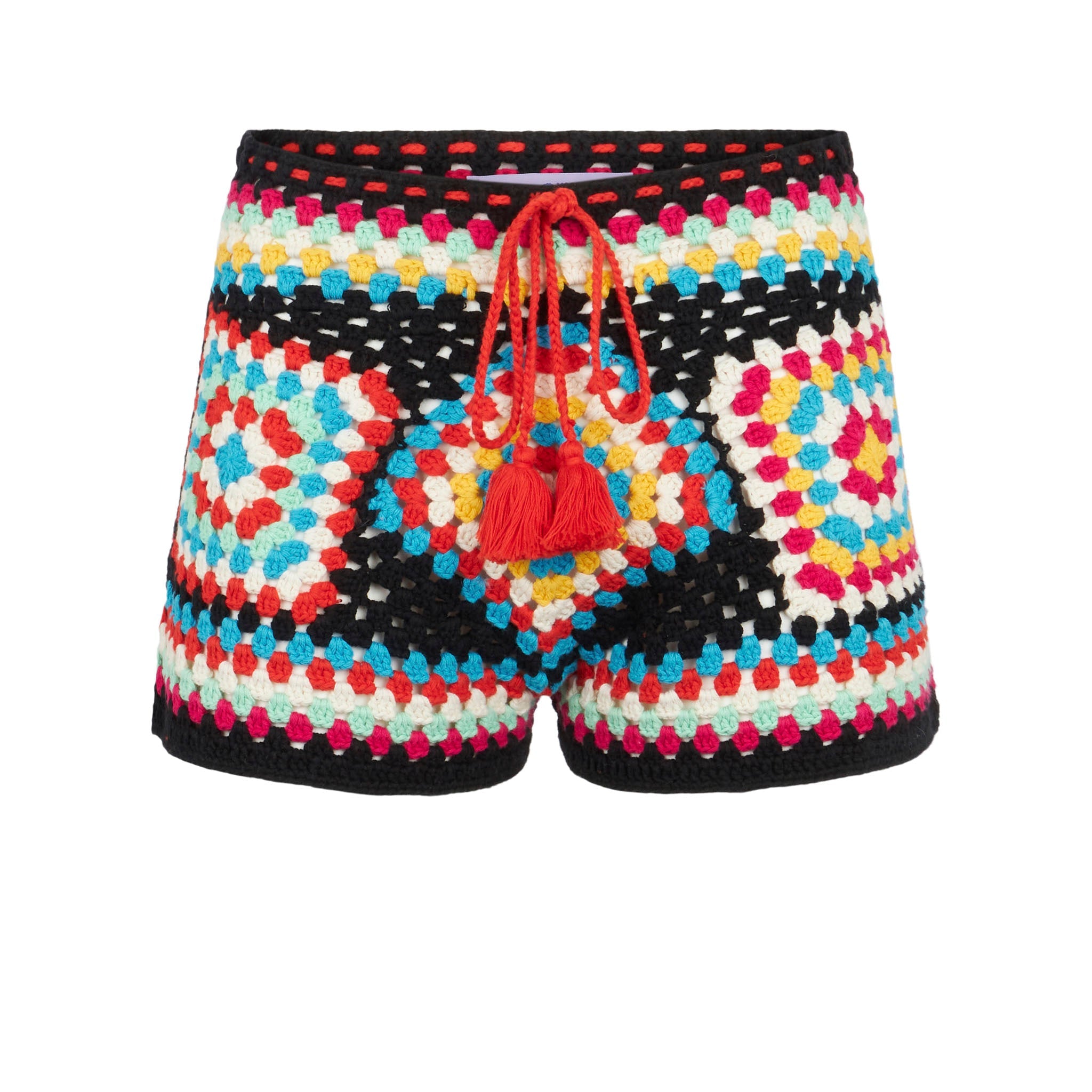 Kalima Multicolor Crochet Shorts Black Pant
