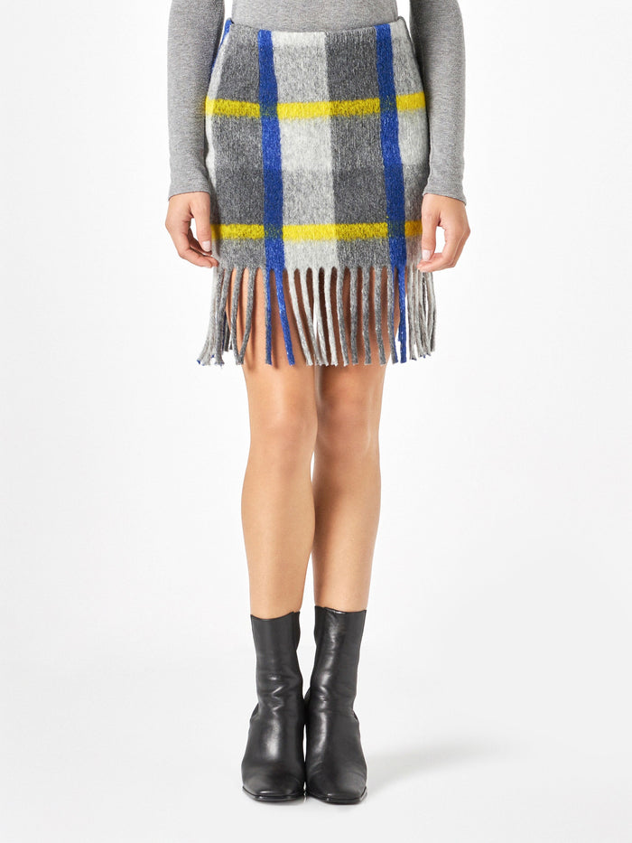 Katrine Skirt With Fringes And Tartan Pattern