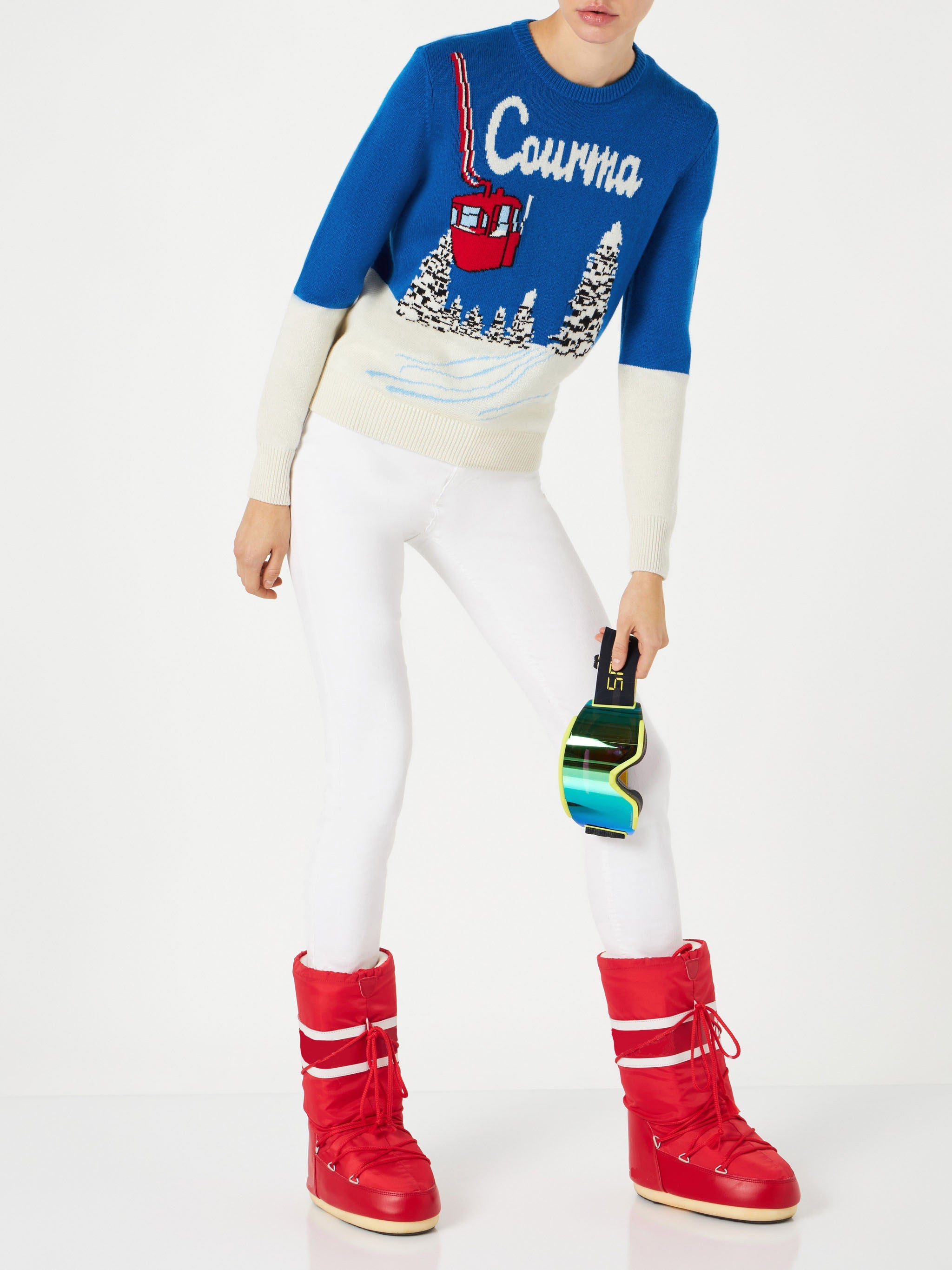 New Queen Sweater With Courma Postcard Jacquard Blue