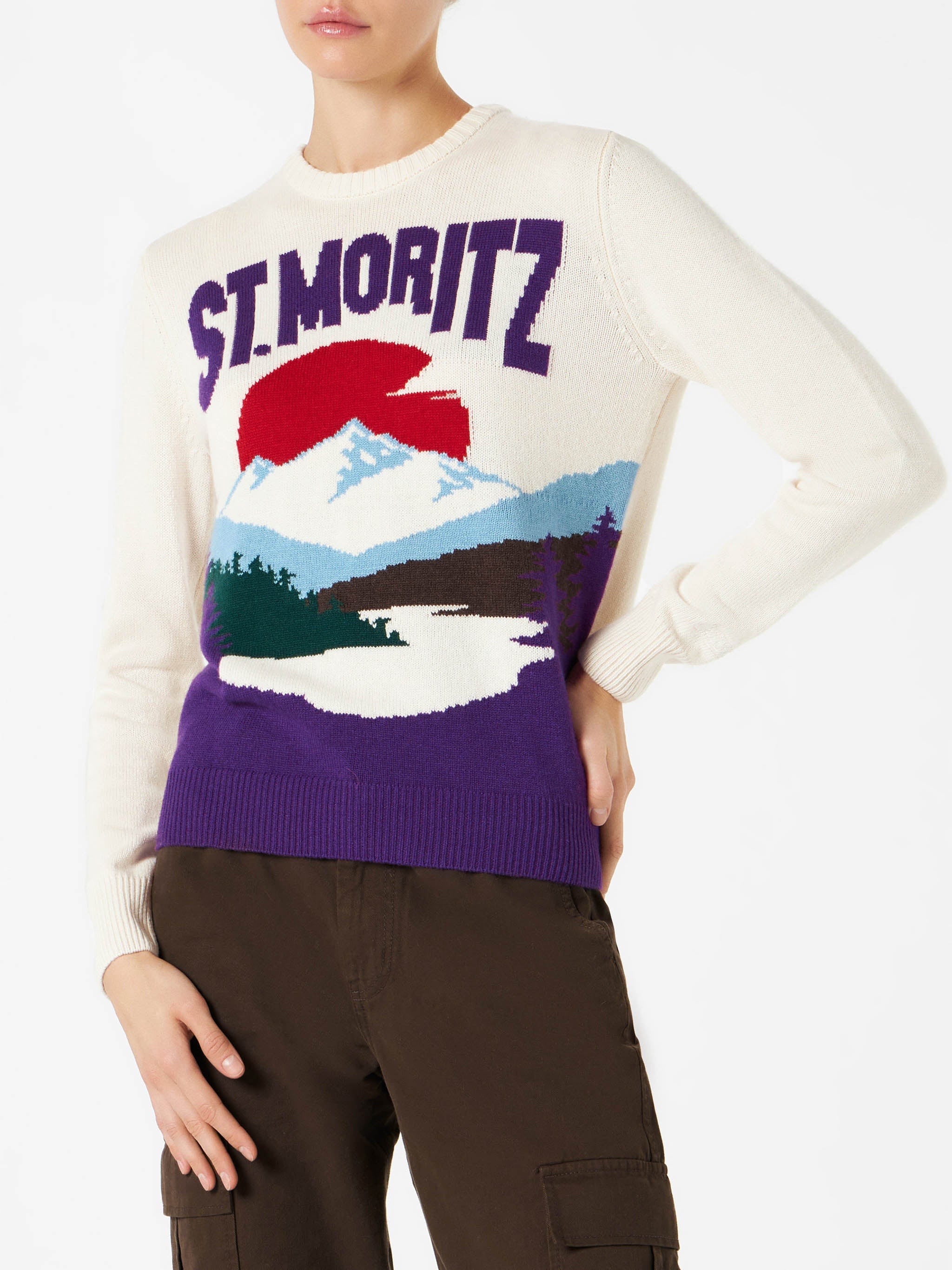 New Queen Pink Sweater With St. Moritz Postcard Print
