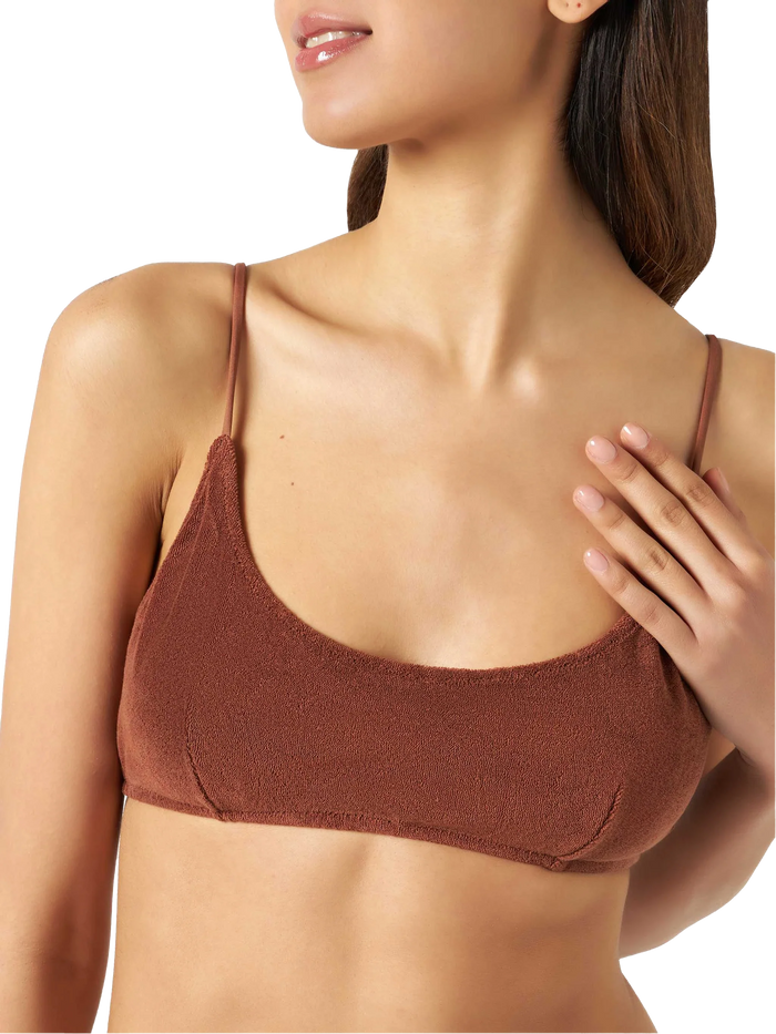Brown Judy Terry Bralette Bikini Top