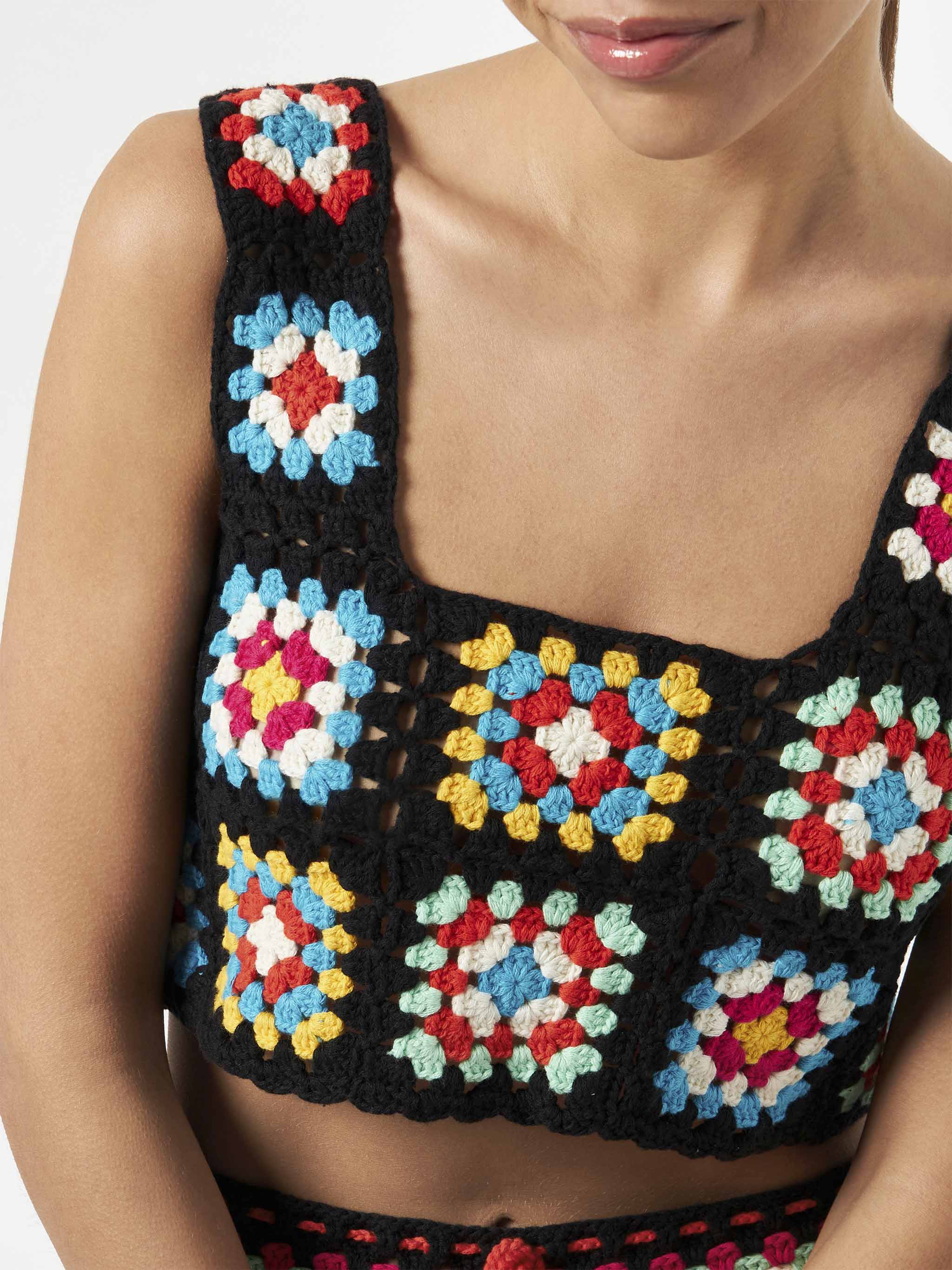 Multicolor Crochet Halima Top On Black Base Top_apparel