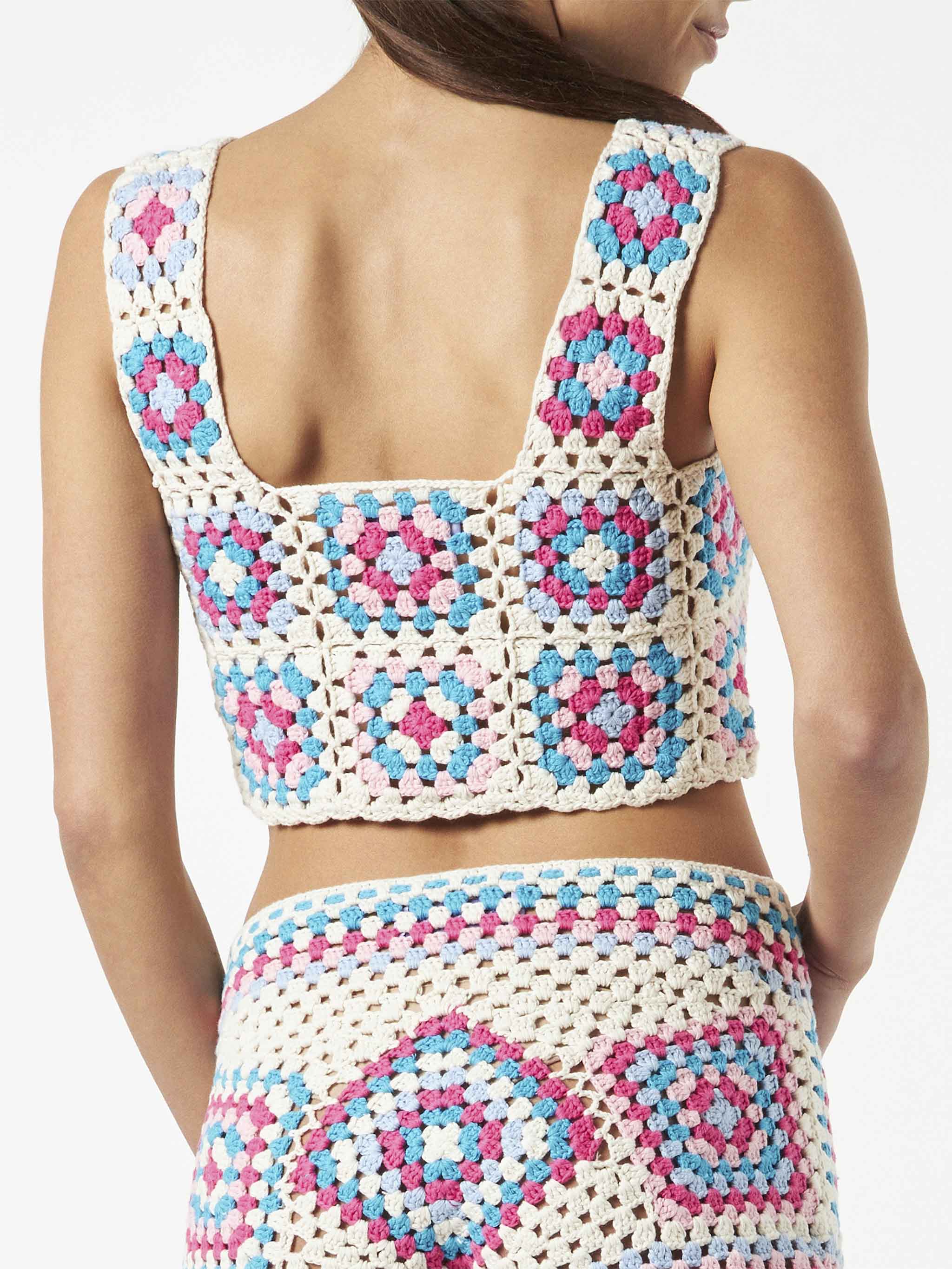 Multicolor Handmade Crochet Halima Top White Top_apparel