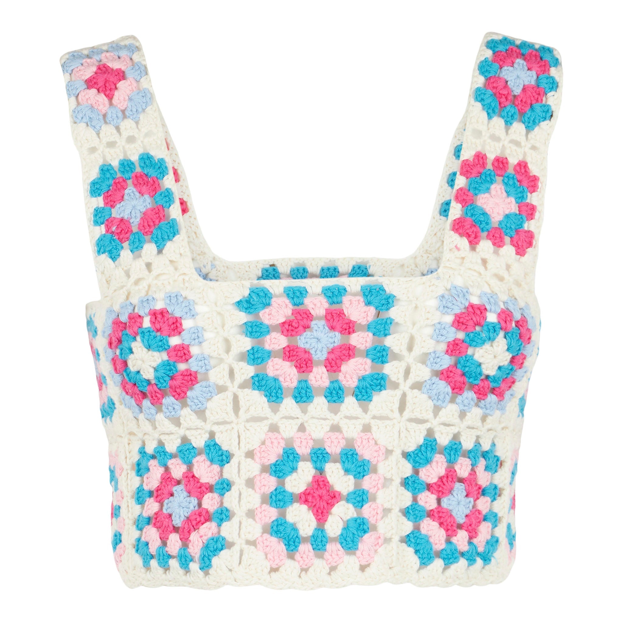 Multicolor Handmade Crochet Halima Top White Top_apparel