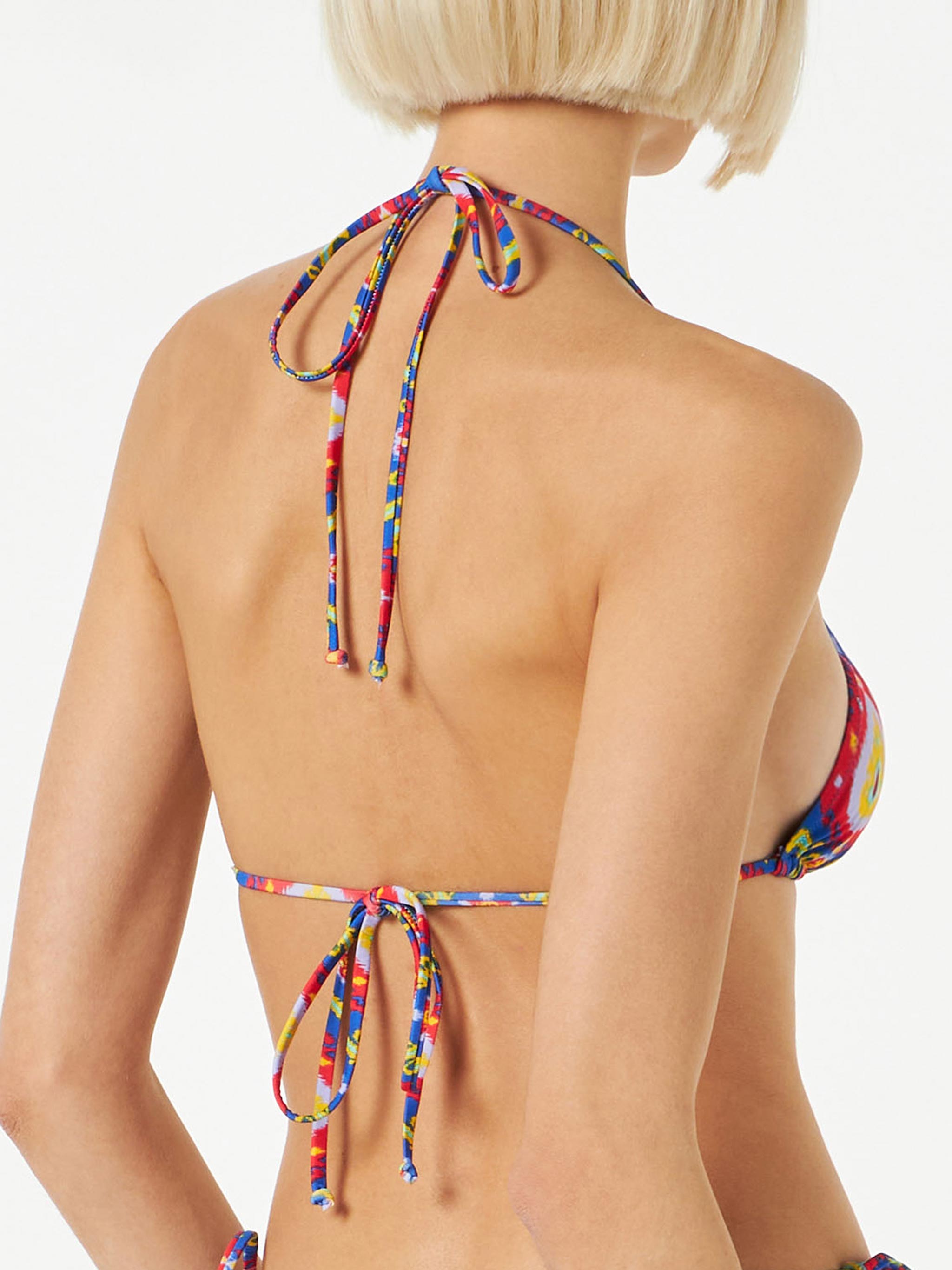 Leah Ikat Print Triangle Bikini Top Blue