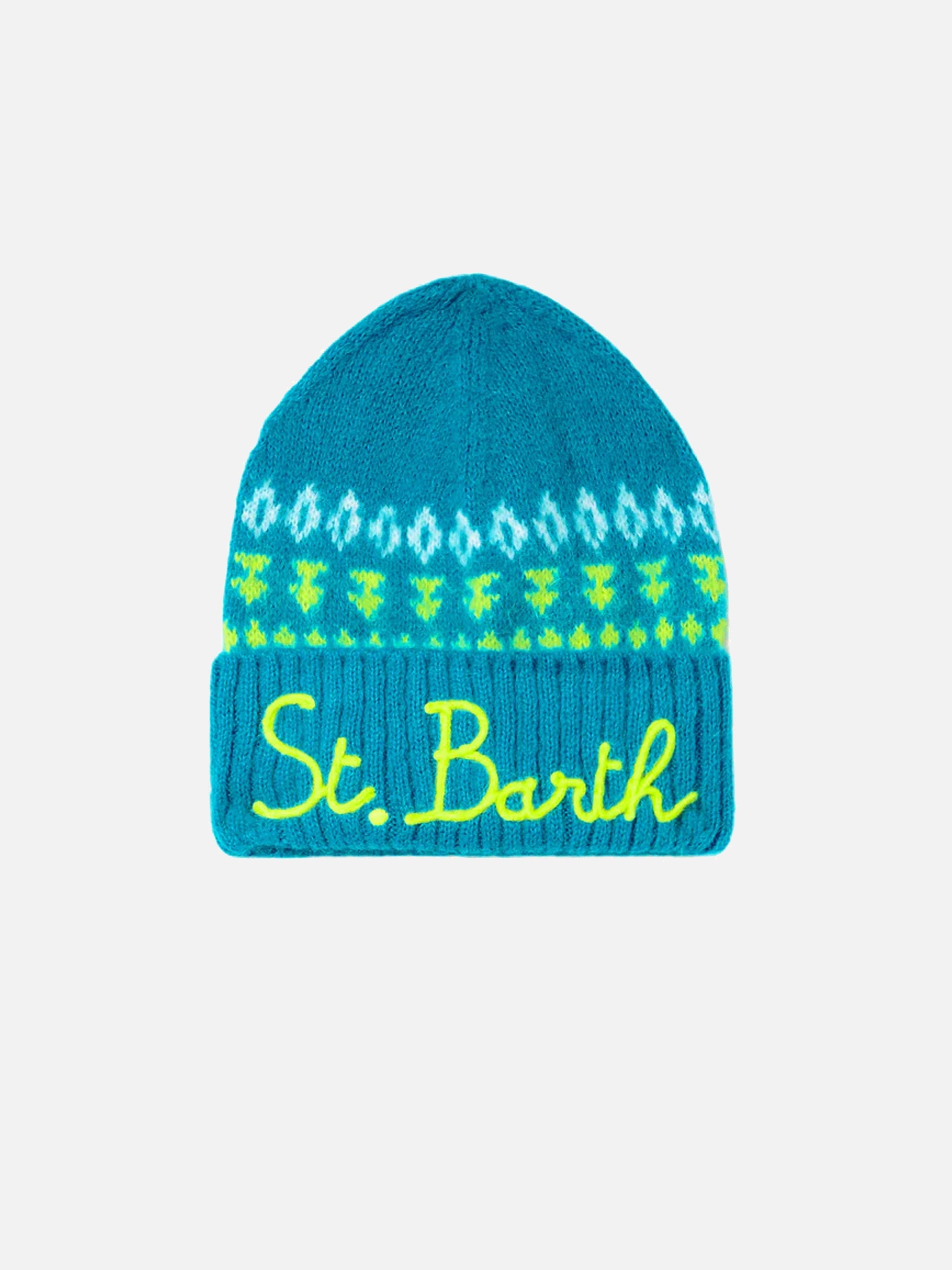 Blue Wengen Nordic Soft Beanie With Jacquard Hat