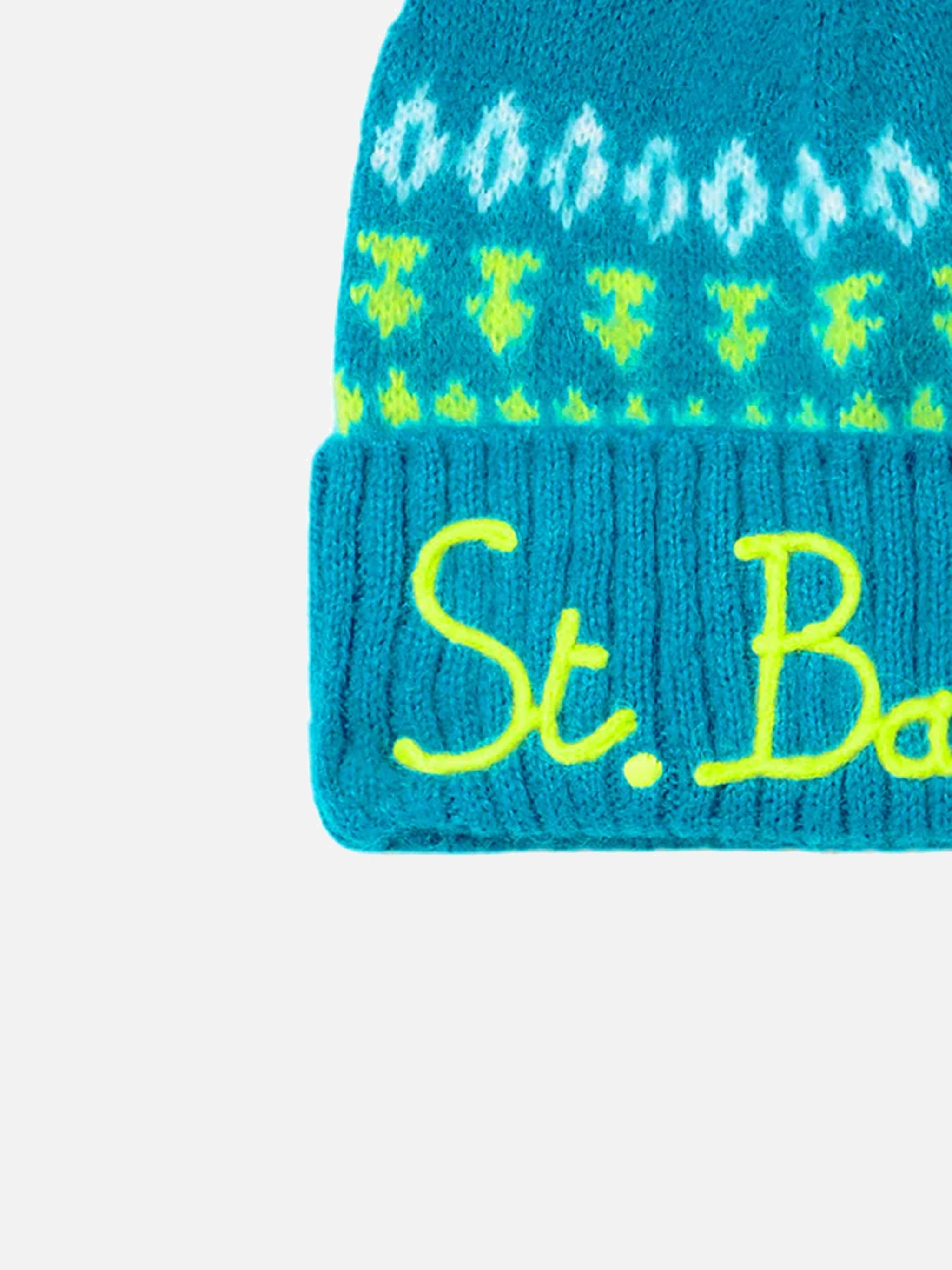 Blue Wengen Nordic Soft Beanie With Jacquard Hat