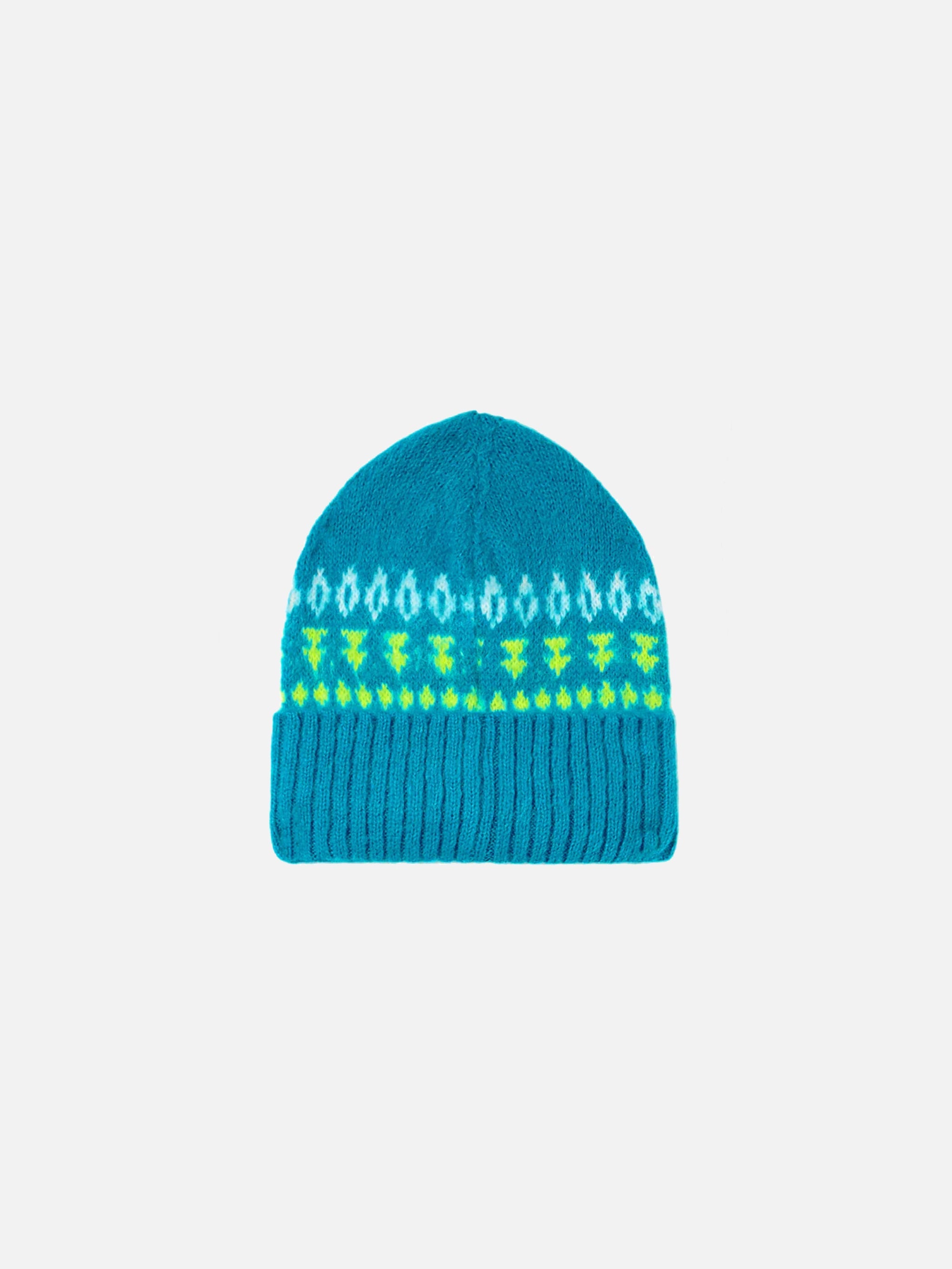 Blue Wengen Nordic Soft Beanie With Jacquard Hat