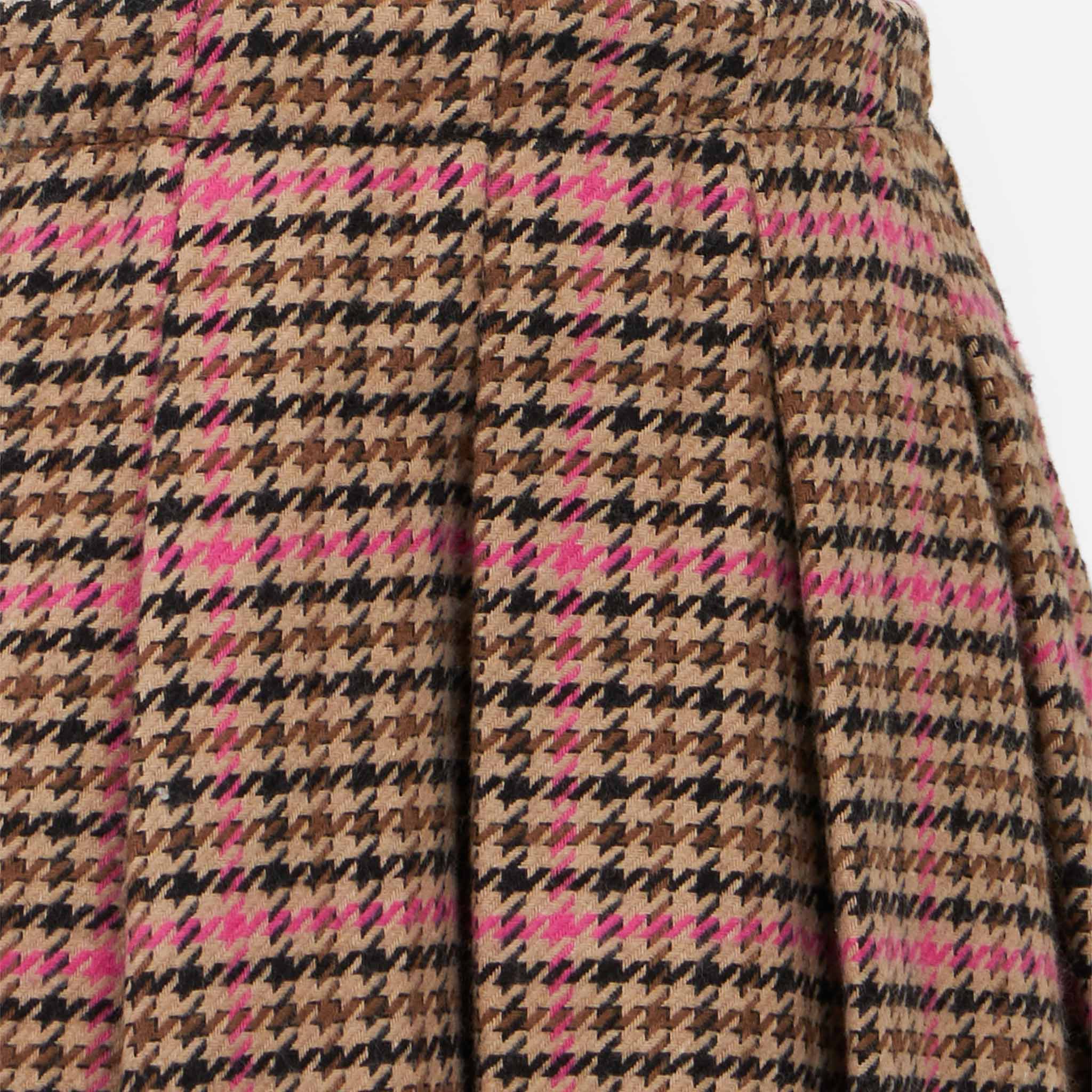 Girl Flannel Skirt With Pied De Poul Print Brown